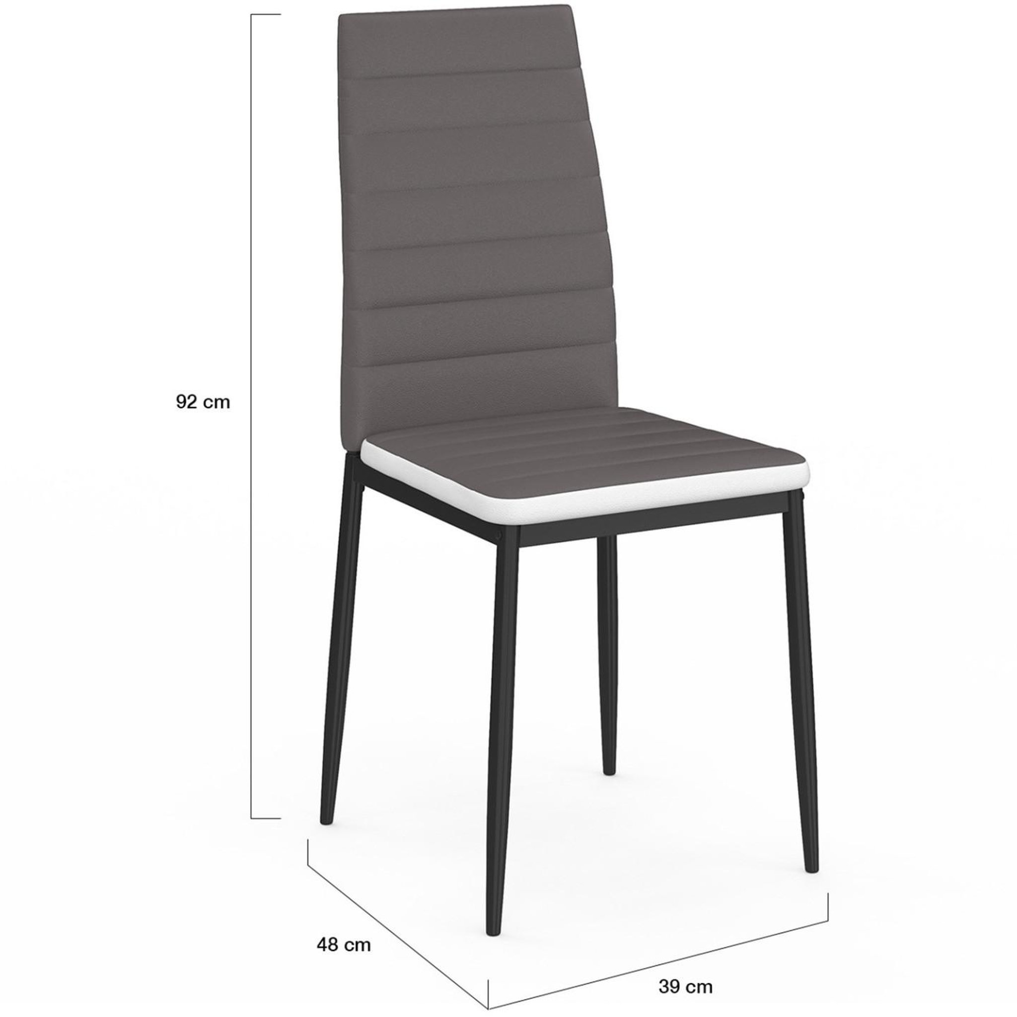 Voir la diapositive 5 : ID MARKET Lot de 6 chaises romane grises bandeau blanc pour salle à manger