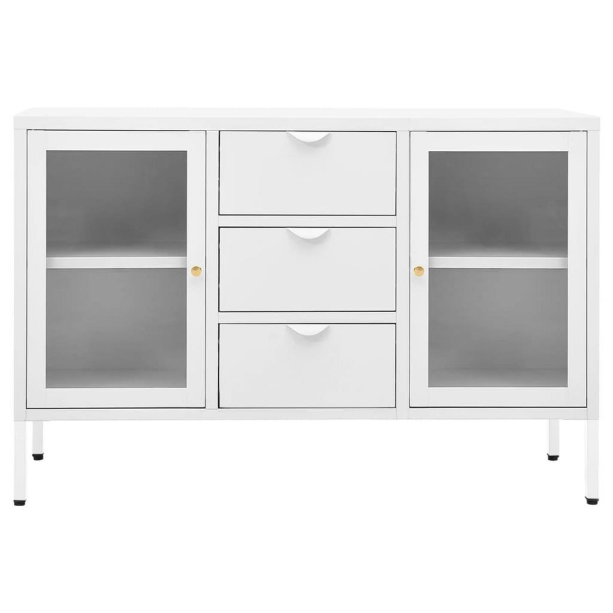 VIDAXL Buffet Blanc 105x35x70 cm Acier et verre trempe