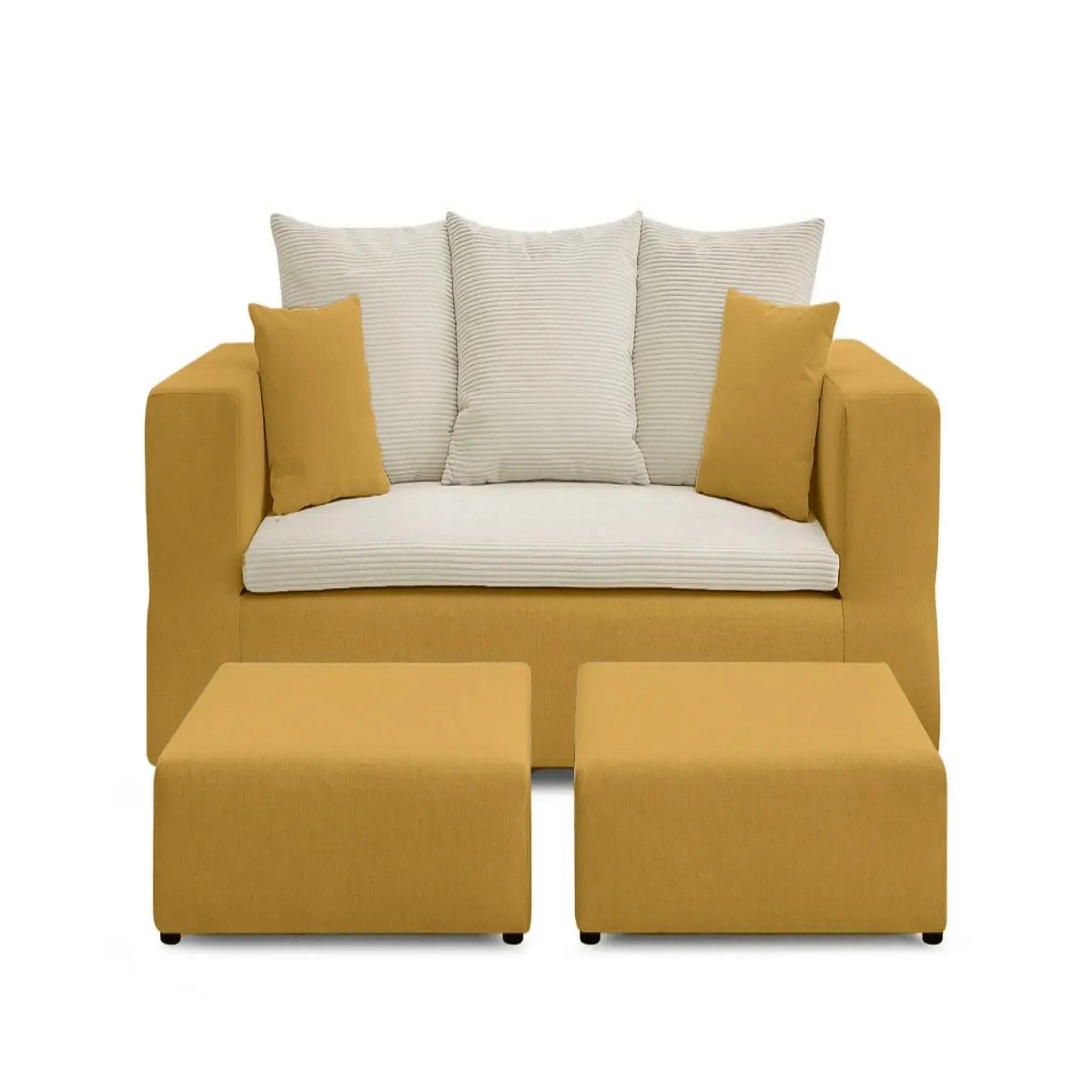 Voir la diapositive 1 : CASANOVA PARIS Ambre - canapé droit convertible bi matière avec deux poufs