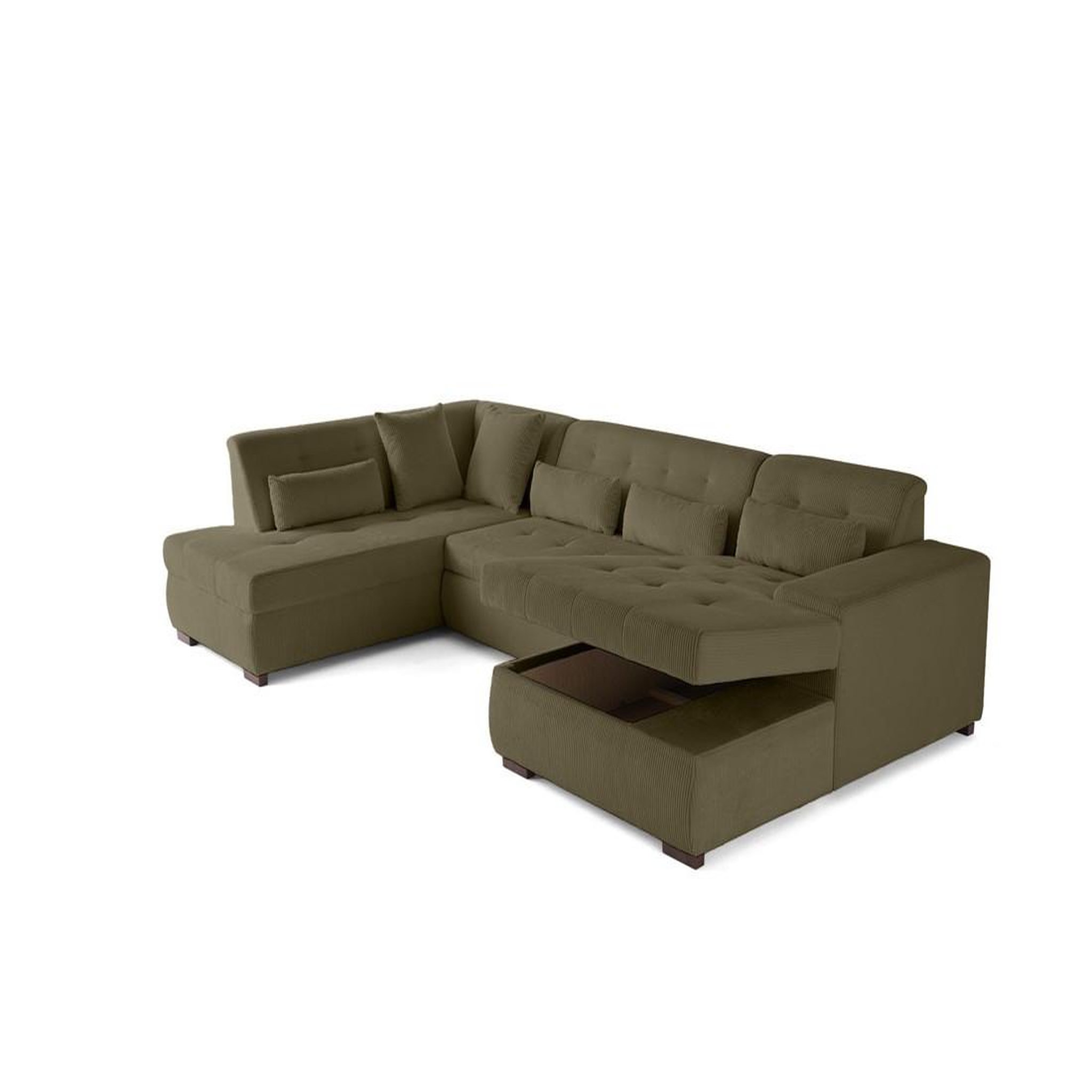 Voir la diapositive 5 : LISA DESIGN Vermont - canapé panoramique d'angle gauche - 7 places - convertible avec coffre - en velours côtelé