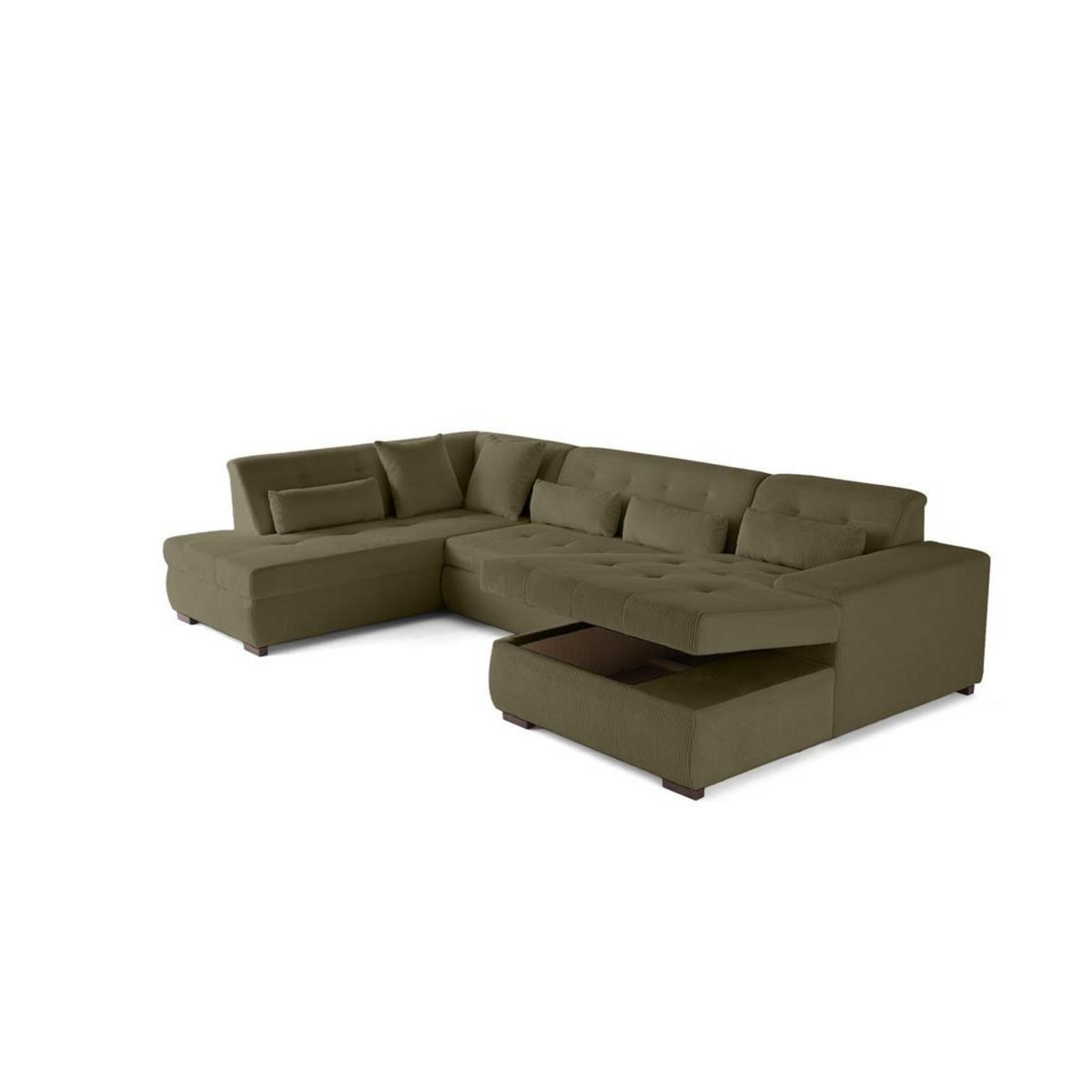 LISA DESIGN Vermont - canapé panoramique d'angle gauche - 7 places - convertible avec coffre - en velours côtelé