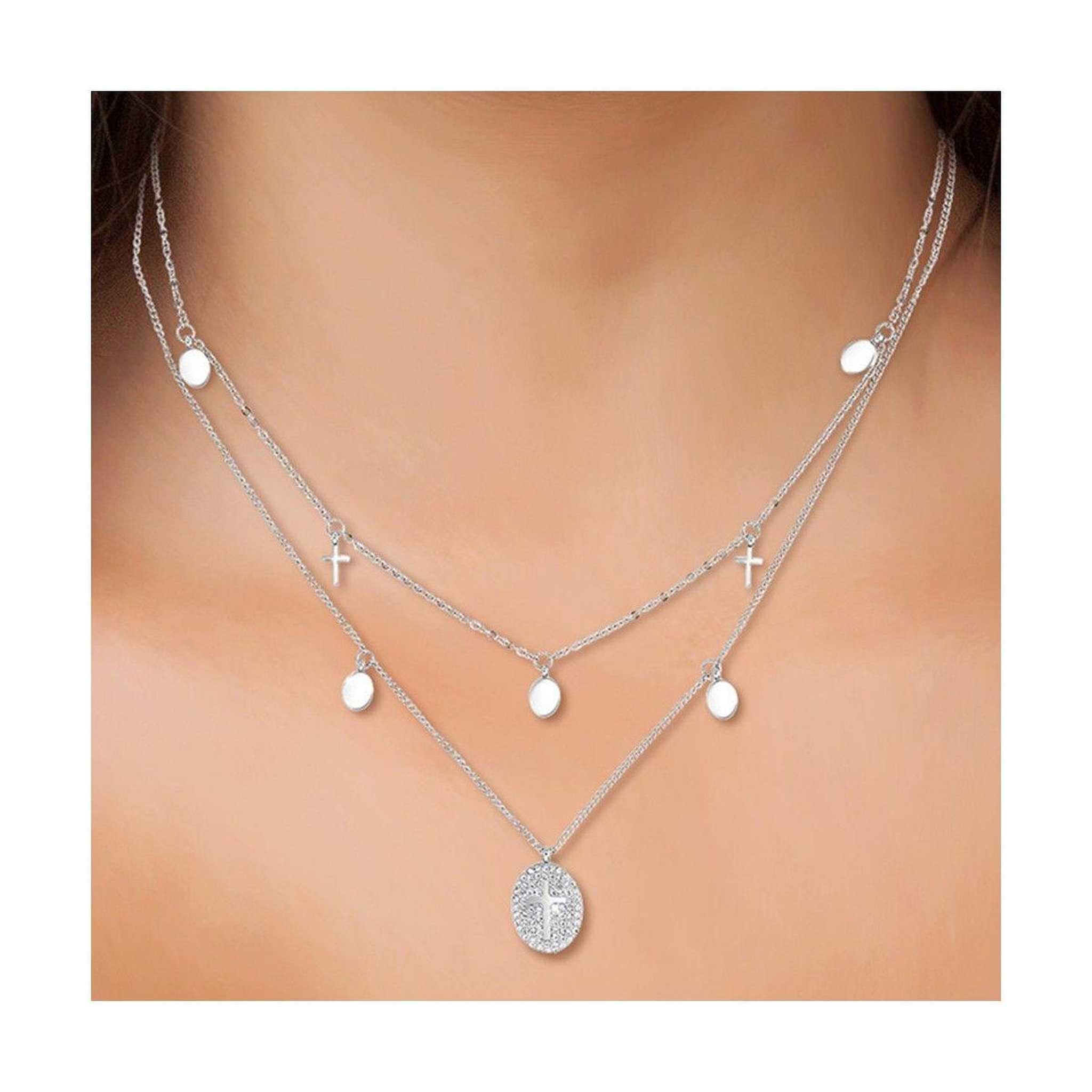 Voir la diapositive 2 : SC CRYSTAL Collier croix par SC Crystal orné de Cristaux scintillants