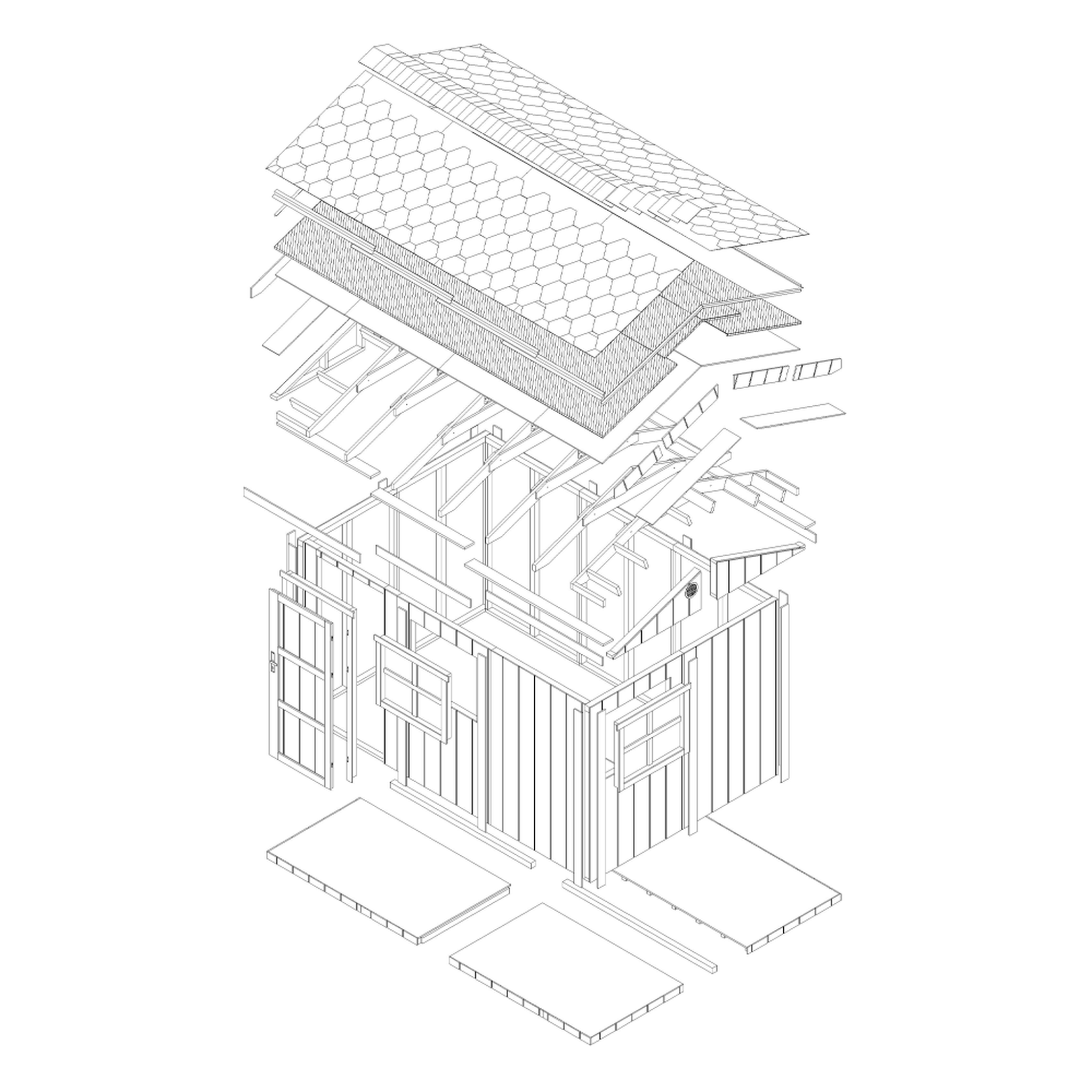 Voir la diapositive 6 : TIMBELA Abri de Jardin Qualité Premium 8,68m² H252x250x412 cm Avec un sol et des bardeaux bitumineux M914