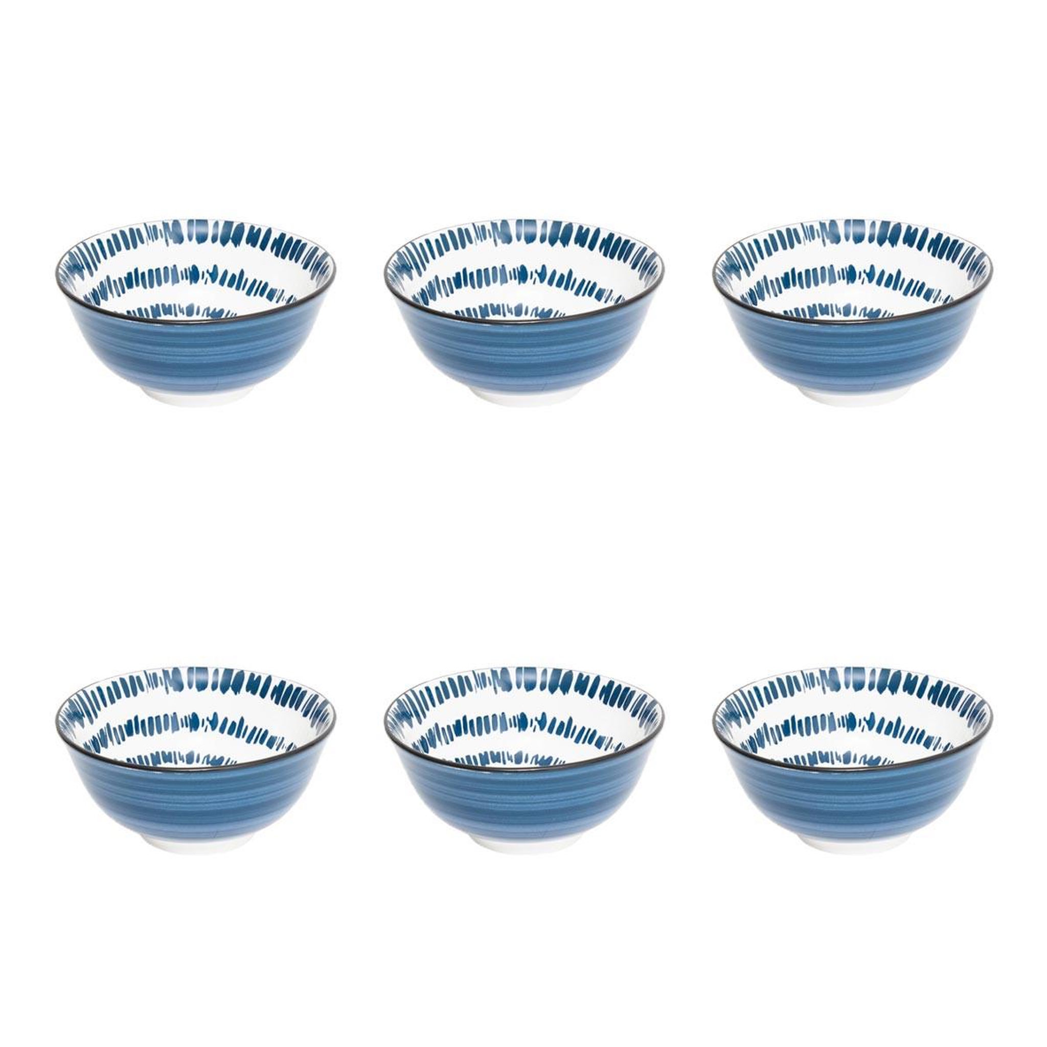 SECRET DE GOURMET Lot de 6 bols en porcelaine  umami rayon  15cm bleu