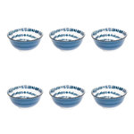 SECRET DE GOURMET Lot de 6 Bols en Porcelaine  Umami Rayon  15cm Bleu