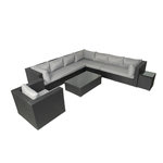 CONCEPT USINE Salon de jardin modulable 6 places en résine gris et beige SALENTO