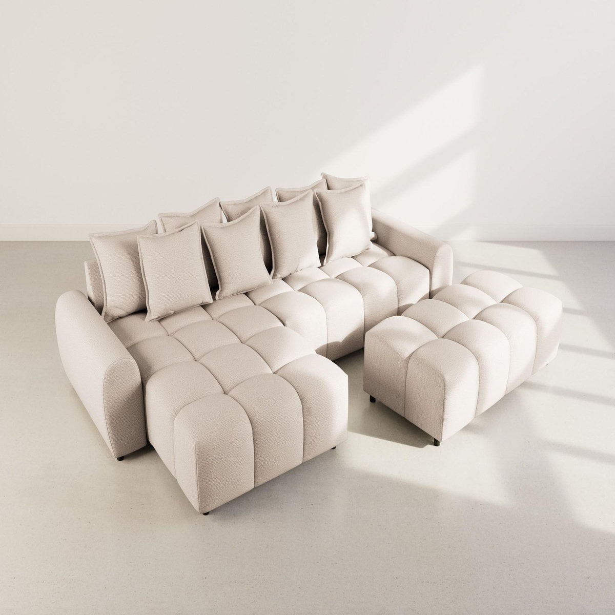 LISA DESIGN Adelaide - canapé d'angle réversible 4 places en tissu texturé