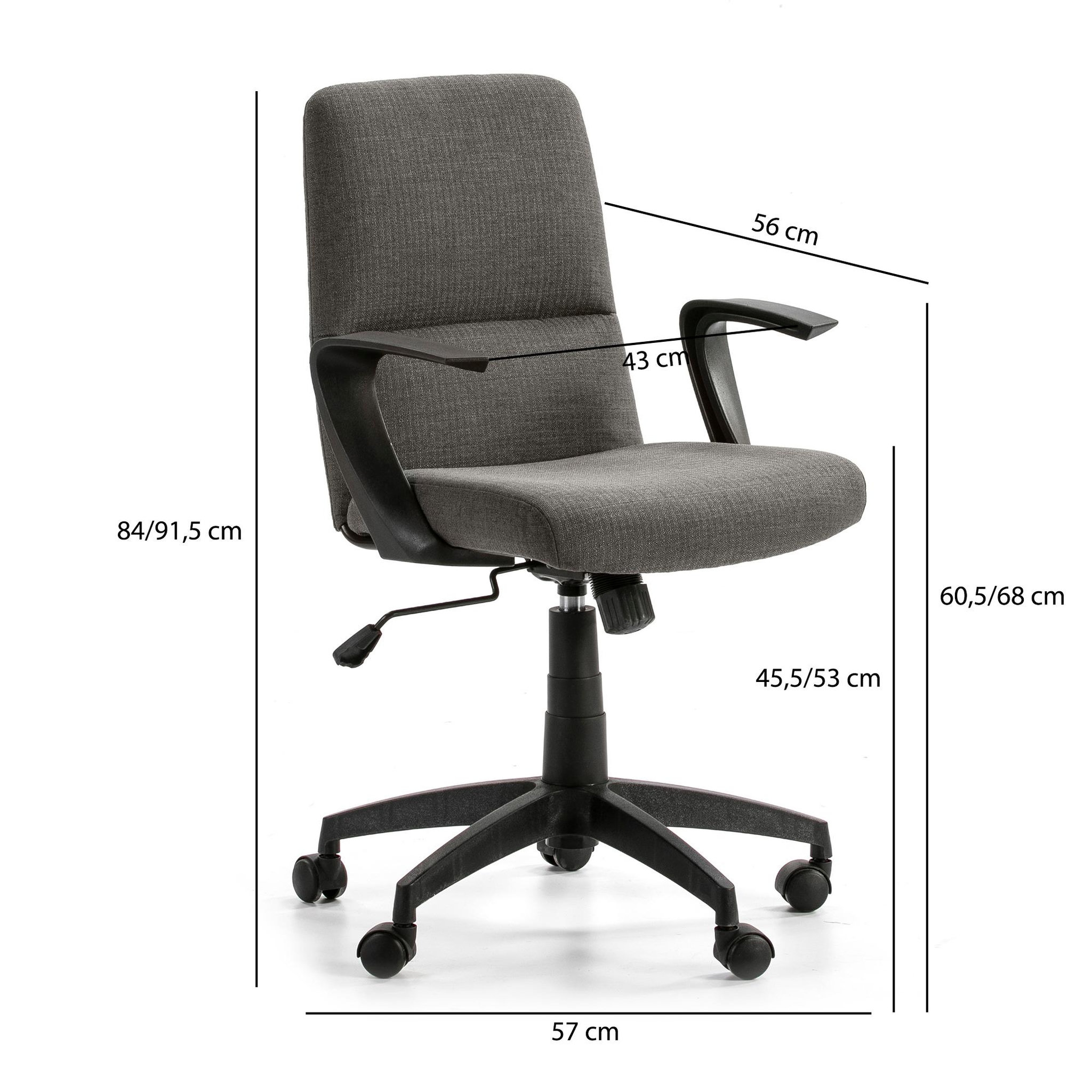 Voir la diapositive 2 : VS VENTA-STOCK Fauteuil de Bureau relevable et reclinable Teo matelassé avec Tissu Gris Foncé
