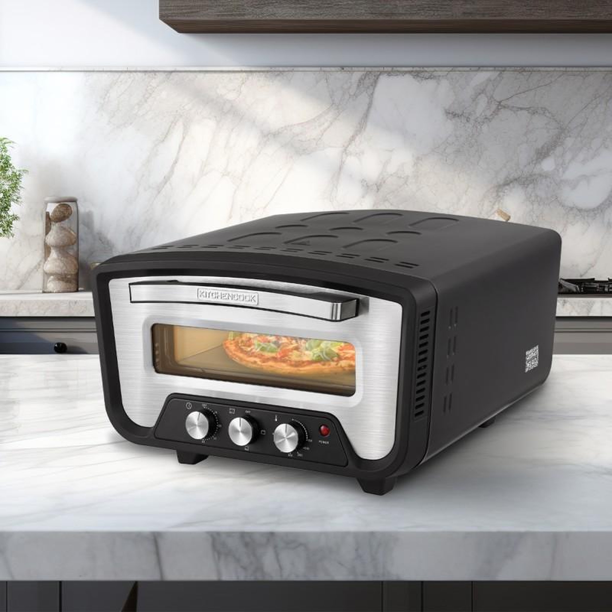 Voir la diapositive 2 : KITCHENCOOK Kitchencook - K Pizza Lite - Four à Pizza électrique - Cuisson 3 Minutes - 2200w - 430°c