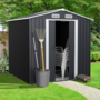 Voir la diapositive 2 : ID MARKET Abri de jardin 3,7M² gris en acier galvanisé avec base