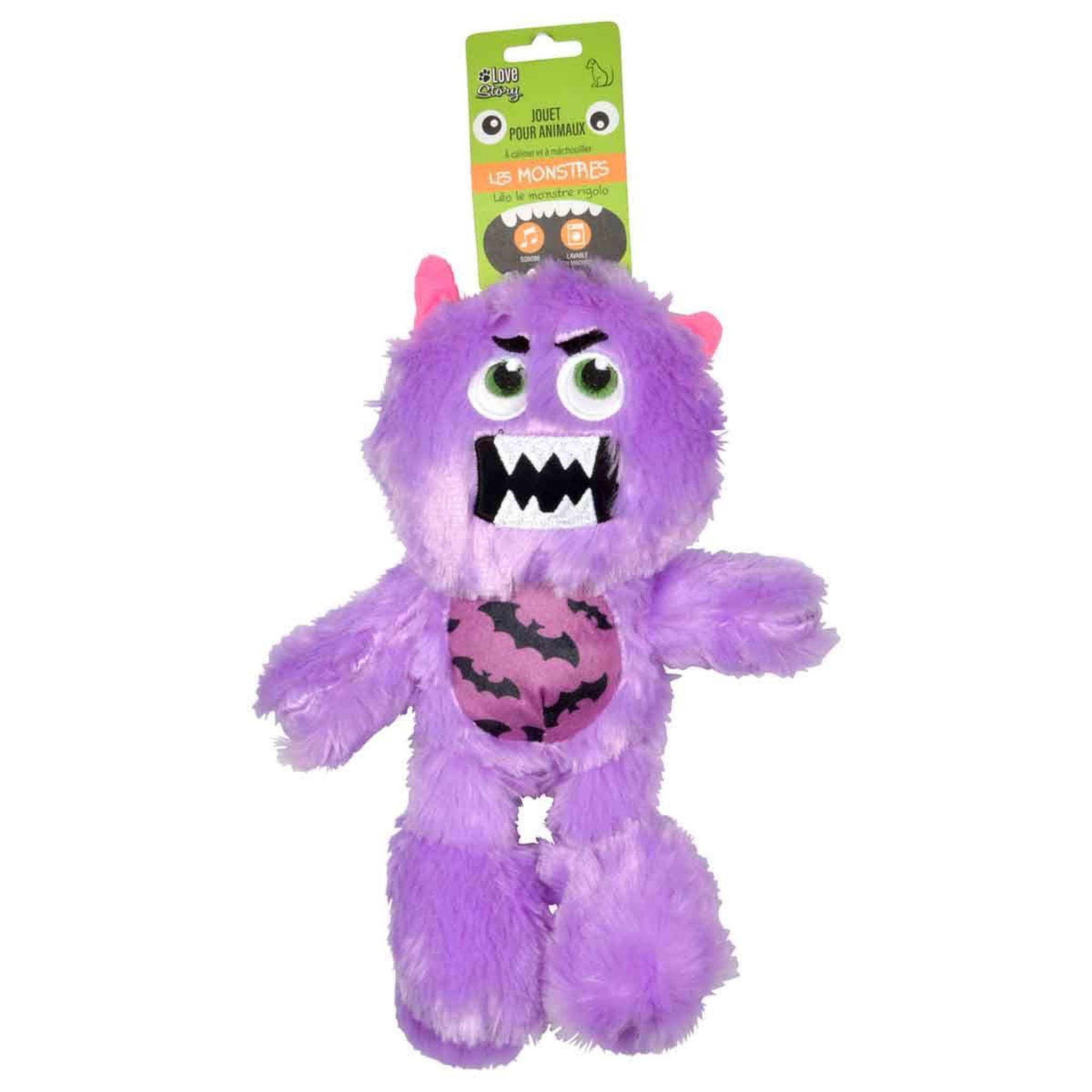 Voir la diapositive 4 : LOVE STORY Jouet pour chien  léo le monstre  31cm violet