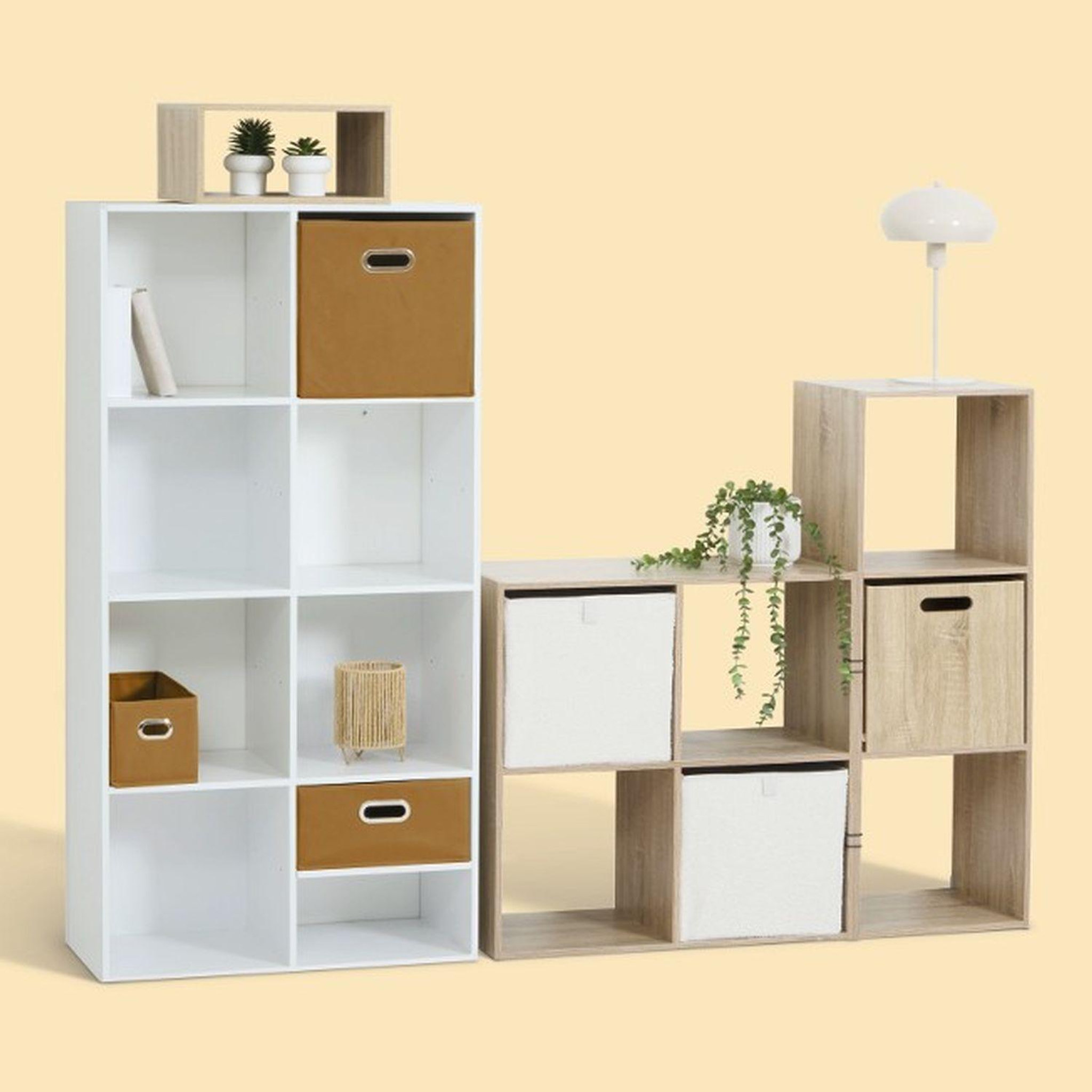 Voir la diapositive 5 : TOILINUX Lot de 6 Boîtes de rangement effet bois en MDF Mix n' modul