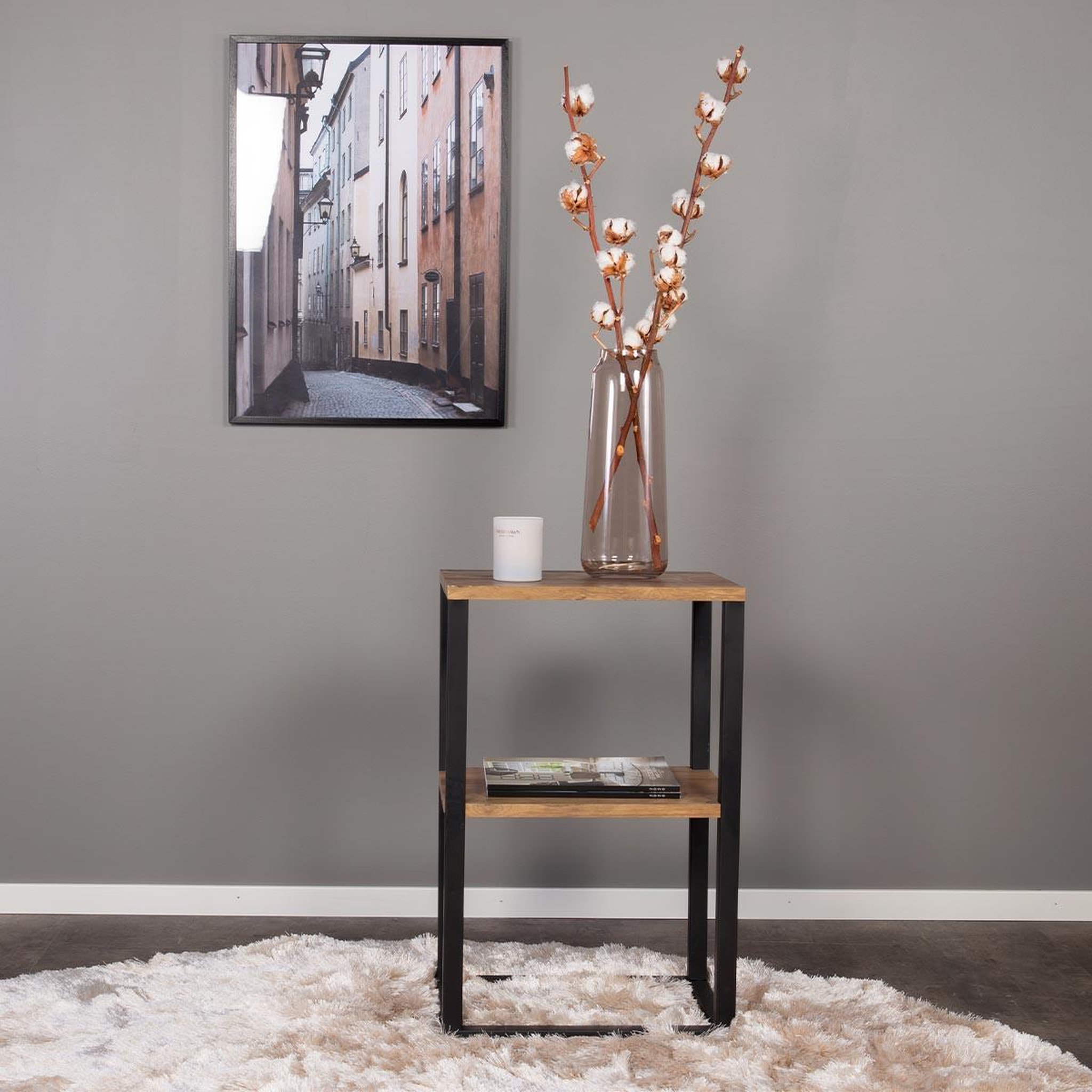 Voir la diapositive 3 : Paris Prix Table de chevet double  rise  70cm naturel & noir