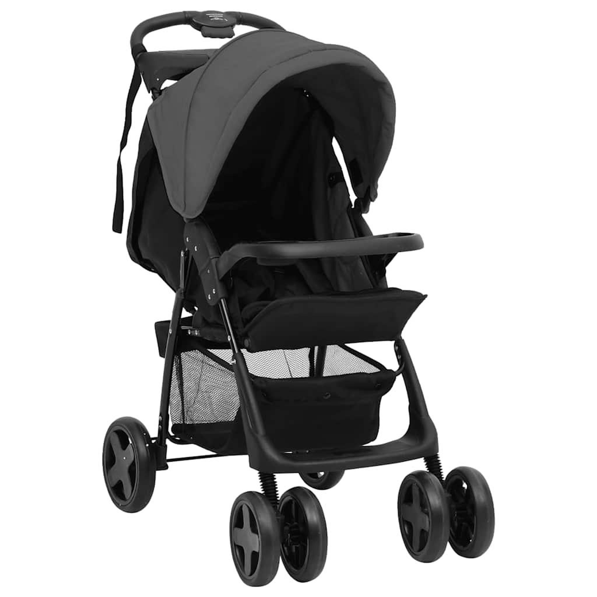 Voir la diapositive 2 : VIDAXL Poussette pour bebe 3-en-1 Gris fonce et noir Acier