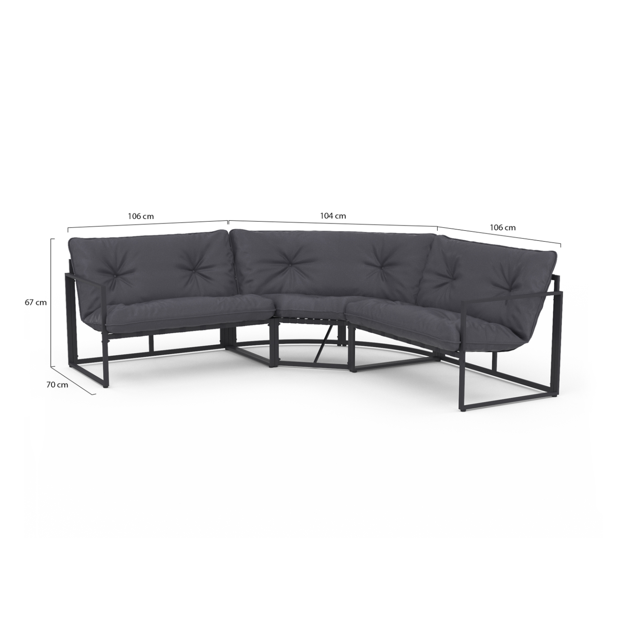 Voir la diapositive 3 : ID MARKET Salon de jardin bas nairobi 8 places salon d'angle en acier gris anthracite