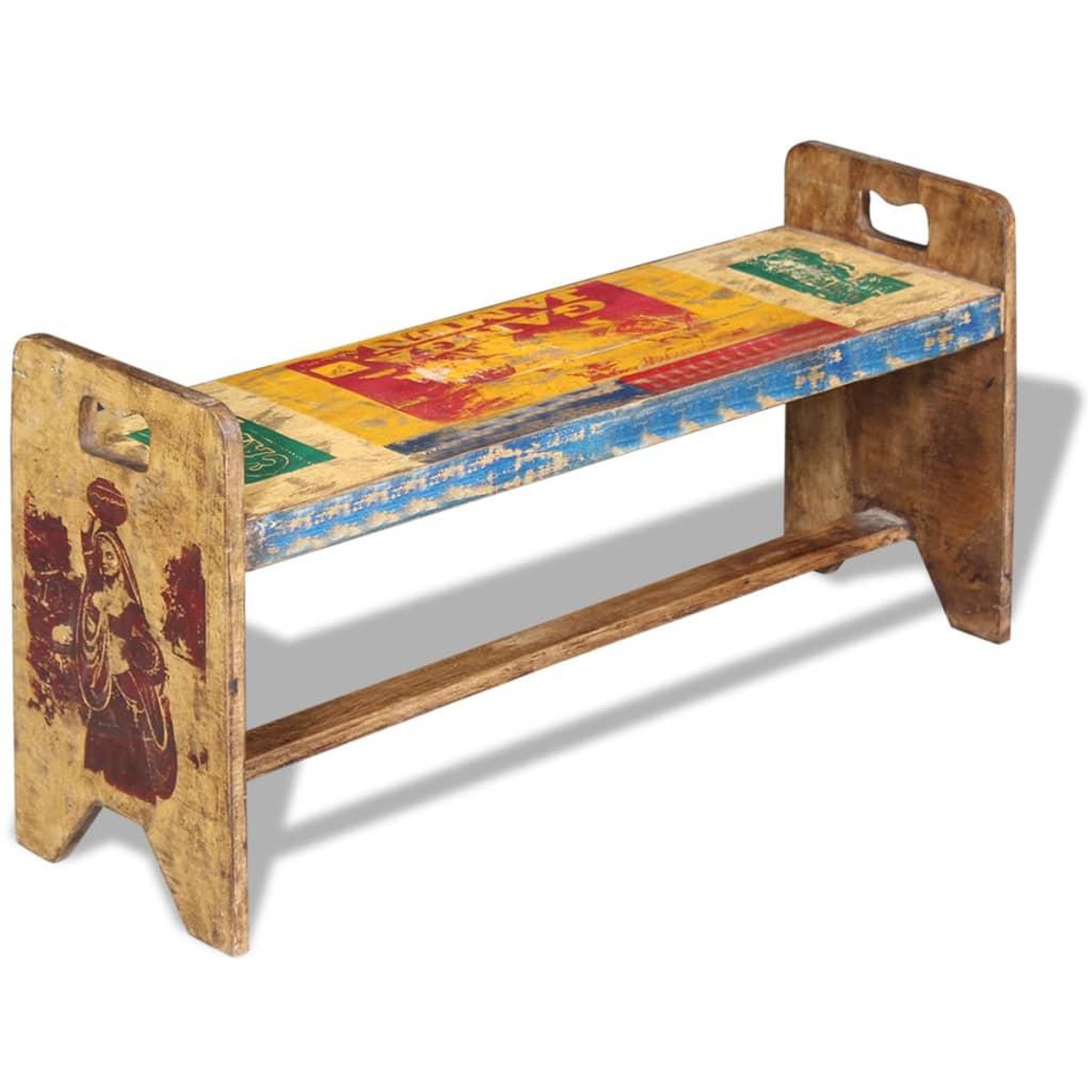 Voir la diapositive 3 : VIDAXL Banc bois massif recycle 100x30x50 cm