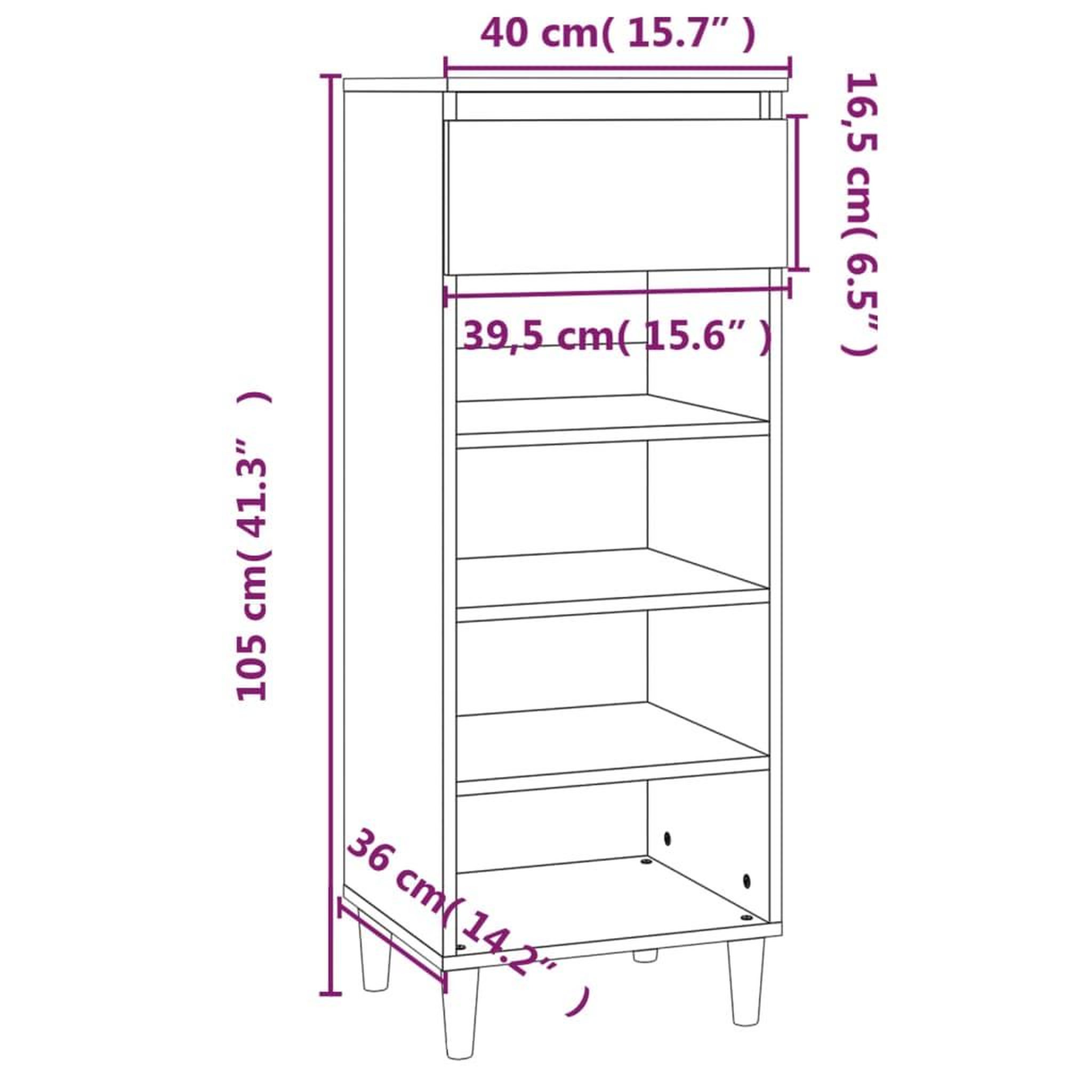 Voir la diapositive 6 : VIDAXL Armoire a chaussures Noir 40x36x105 cm Bois d'ingenierie
