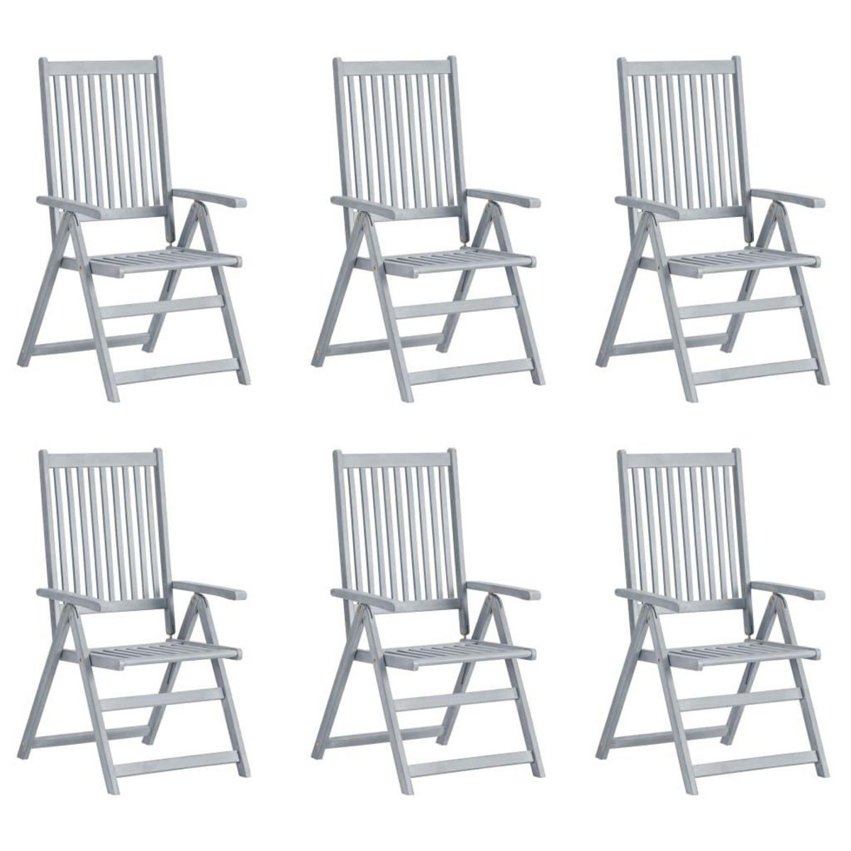 VIDAXL Chaises inclinables de jardin lot de 6 et coussins Bois acacia