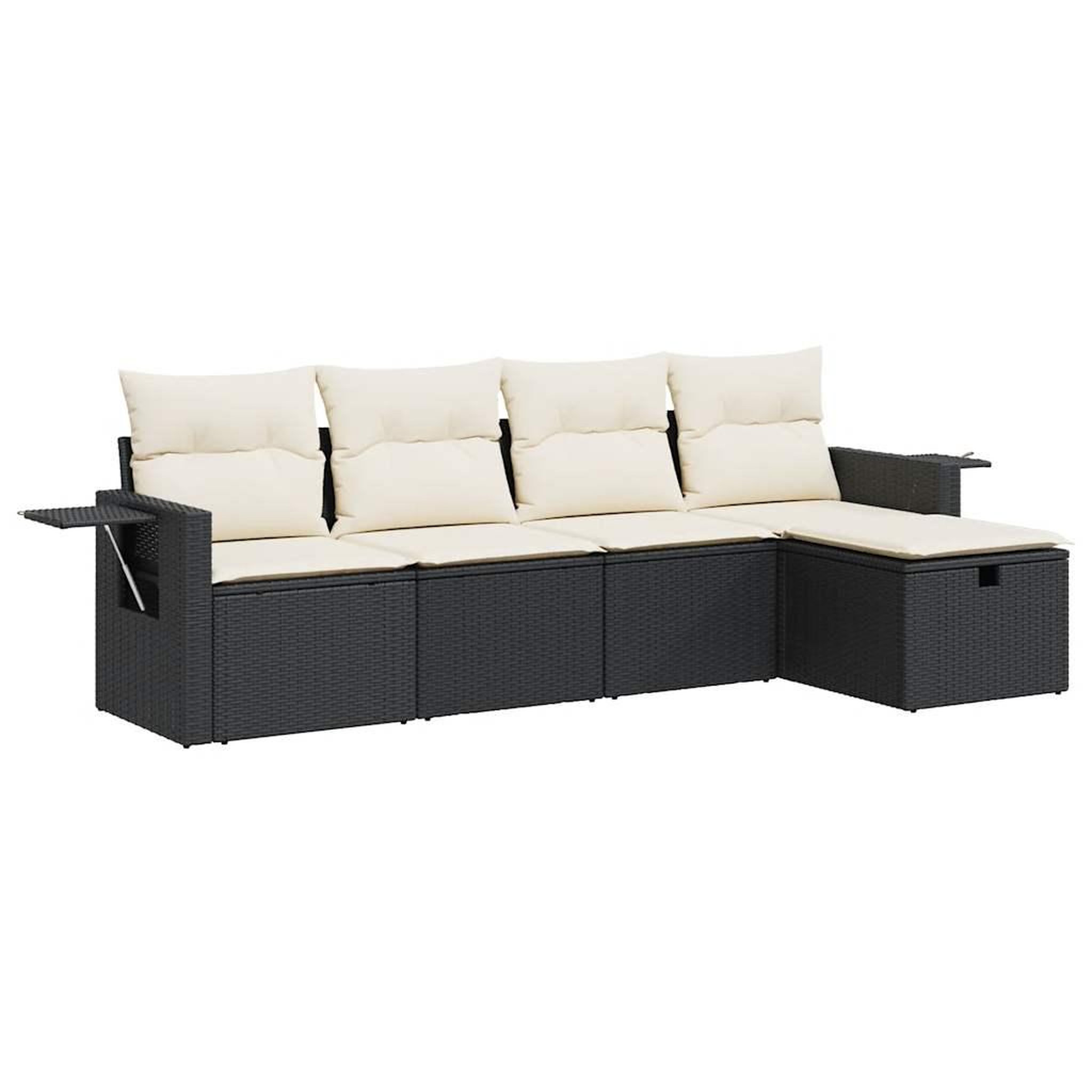 Voir la diapositive 2 : VIDAXL Salon de jardin 5 pcs avec coussins noir resine tressee