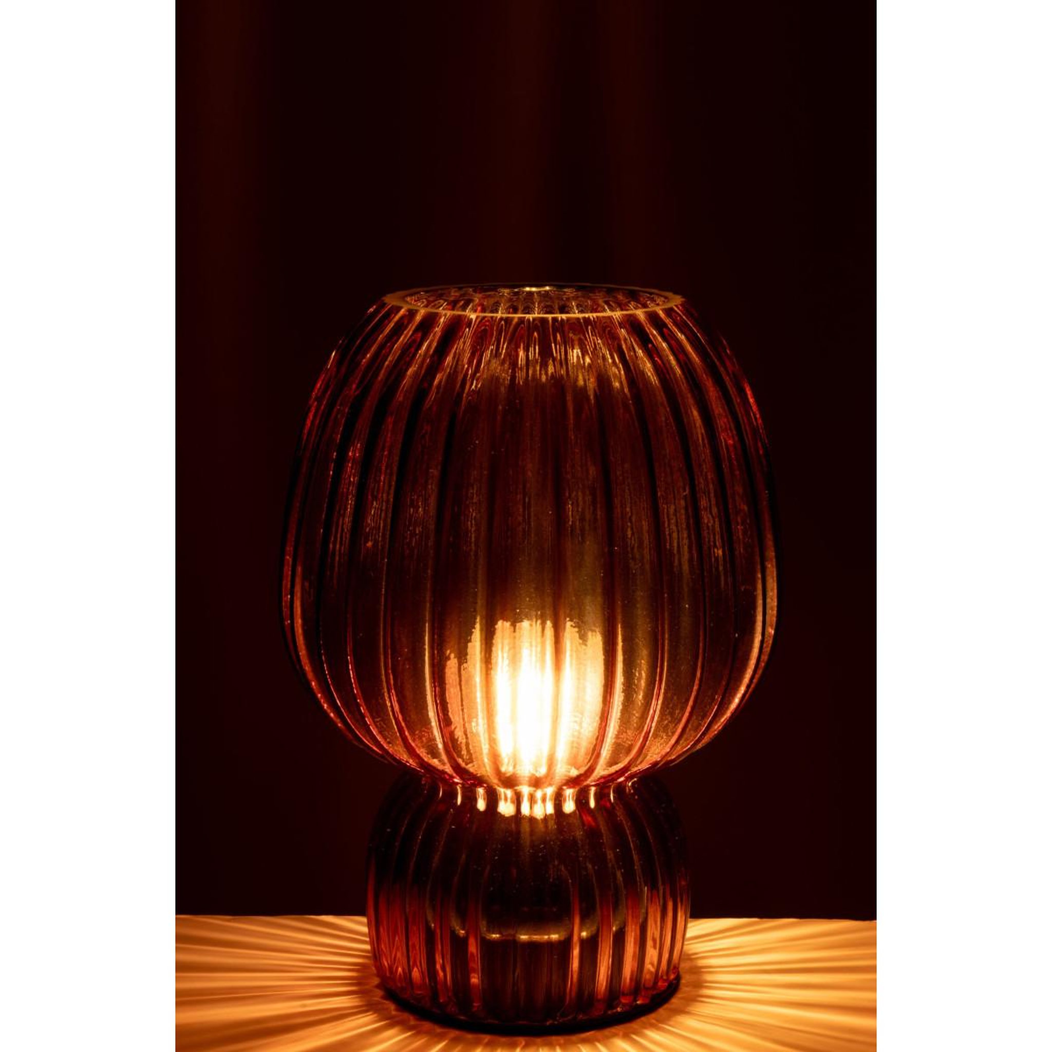 Voir la diapositive 4 : J-LINE Lampe à poser sans fil en verre  aura  21cm bordeaux