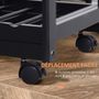 Voir la diapositive 5 : HOMCOM Chariot de service desserte de cuisine à roulettes multi-rangements 74L x 37l x 76H cm plateau bois massif pin châssis MDF