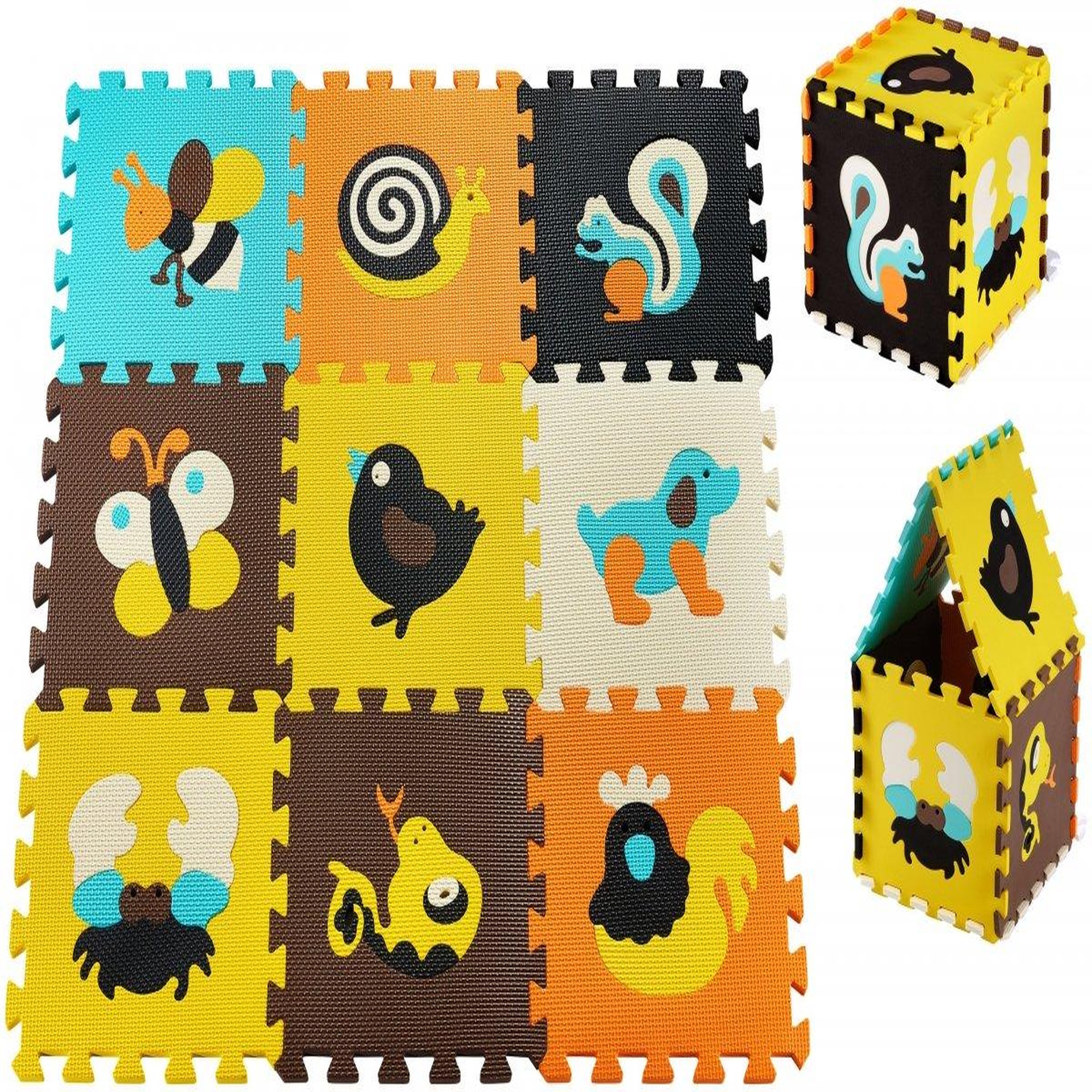 MOBY SYSTEM Tapis Puzzle Bébé en Mousse EVA 90 x 90 cm, 9 Pièces avec Animaux, Épaisseur 1 cm