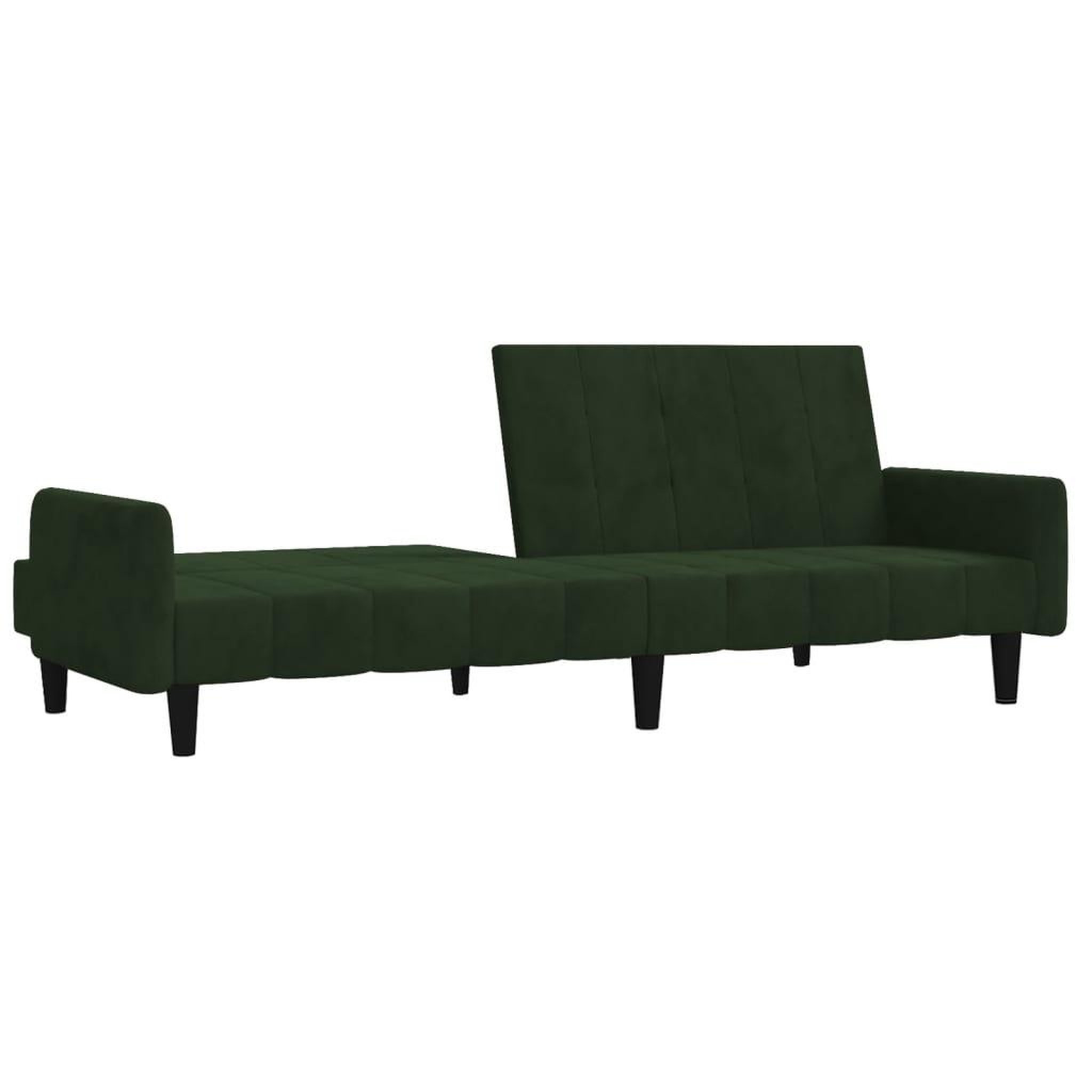 Voir la diapositive 5 : VIDAXL Canape-lit a 2 places vert fonce velours
