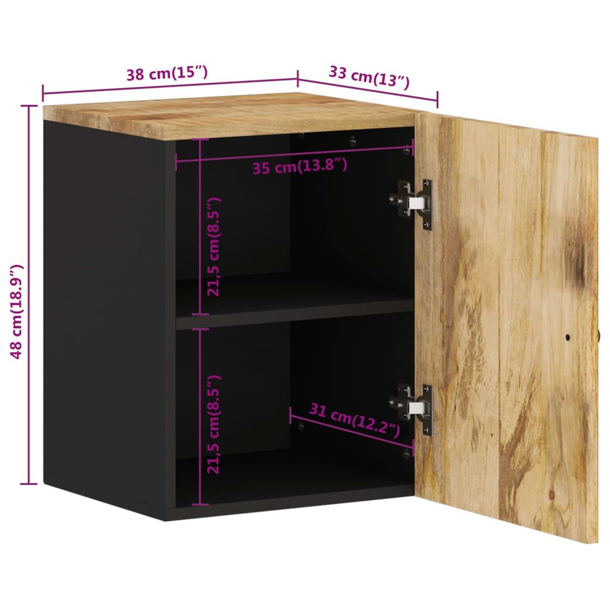 Voir la diapositive 6 : VIDAXL Armoire de salle de bain murale 38x33x48cm bois massif manguier