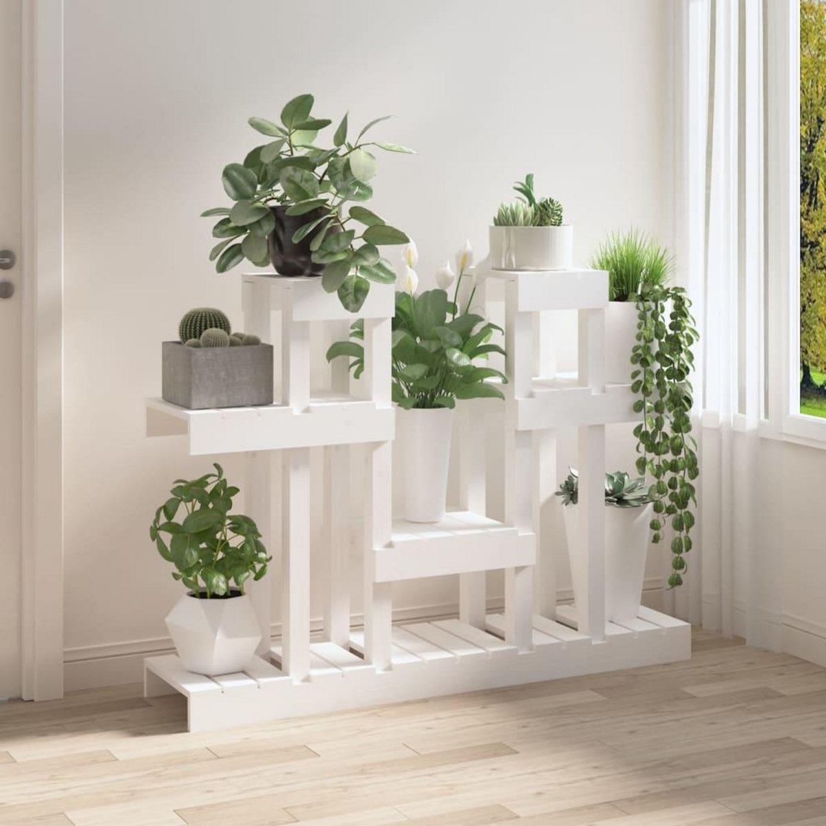 VIDAXL Support a plantes Blanc 104,5x25x77,5 cm Bois massif de pin