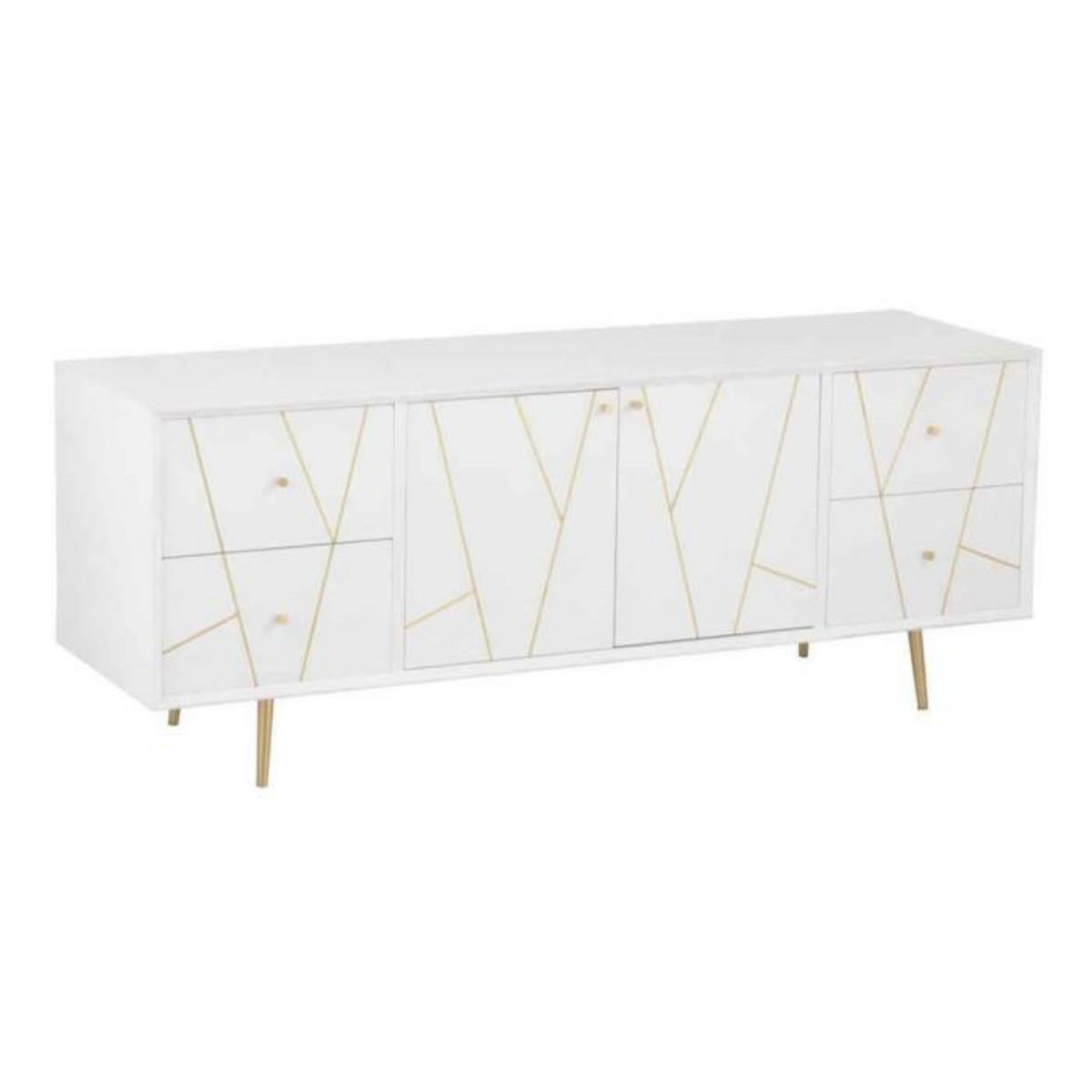 Paris Prix Buffet 4 Tiroirs & 2 Portes  Remina  150cm Blanc & Or