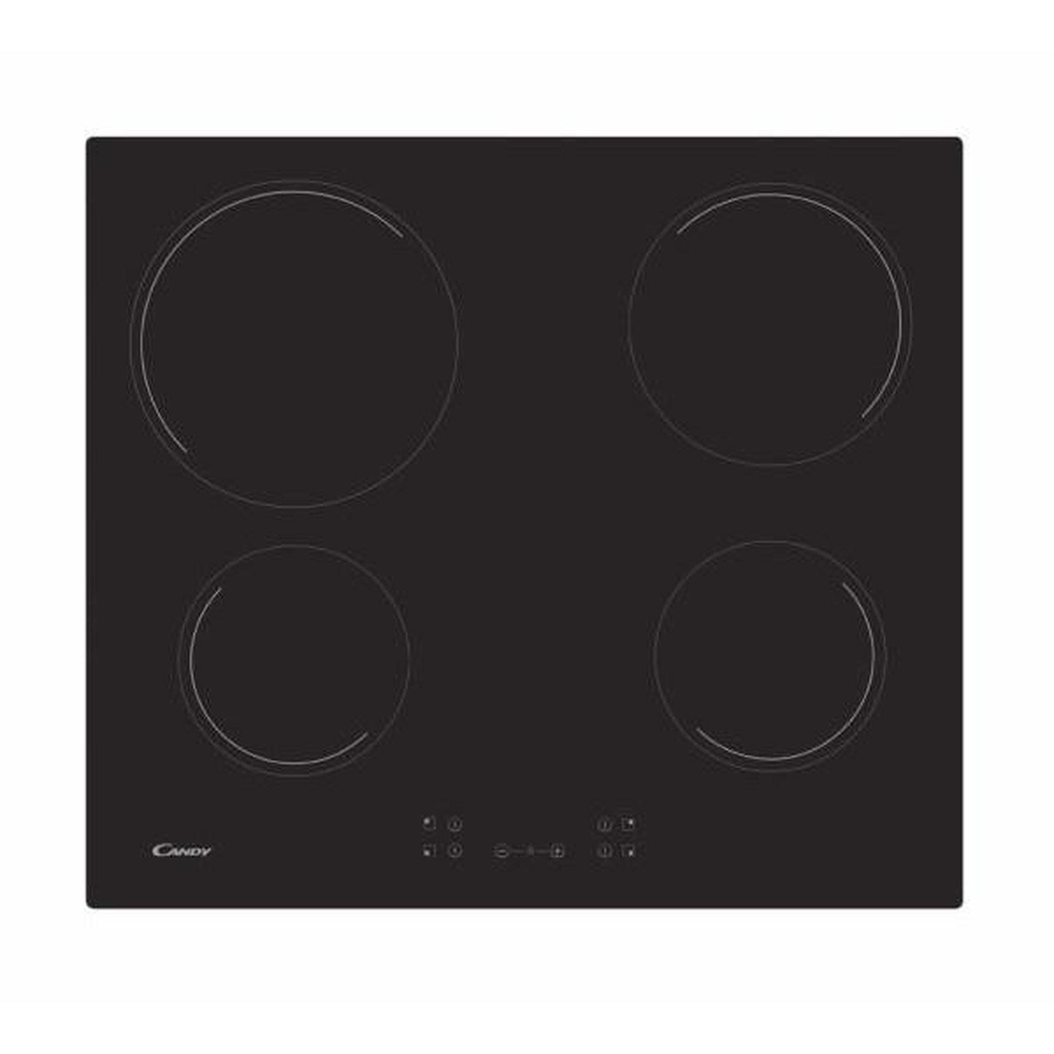 Candy Plaque de Cuisson - Vitroceramique  CANDY CH64CCB - 4 foyers - L 56 x P 49 cm - Revetement verre noir