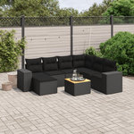VIDAXL Salon de jardin 8 pcs avec coussins noir resine tressee