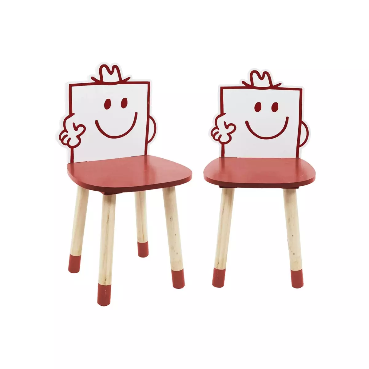 SWEEEK Lot de 2 chaises enfant collection Monsieur/Madame - Monsieur Costaud Pierre. rouge