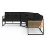 Voir la diapositive 3 : ID MARKET Salon de jardin bas RIO 8 places salon d'angle structure métal et cordage effet rotin clair et coussins noir