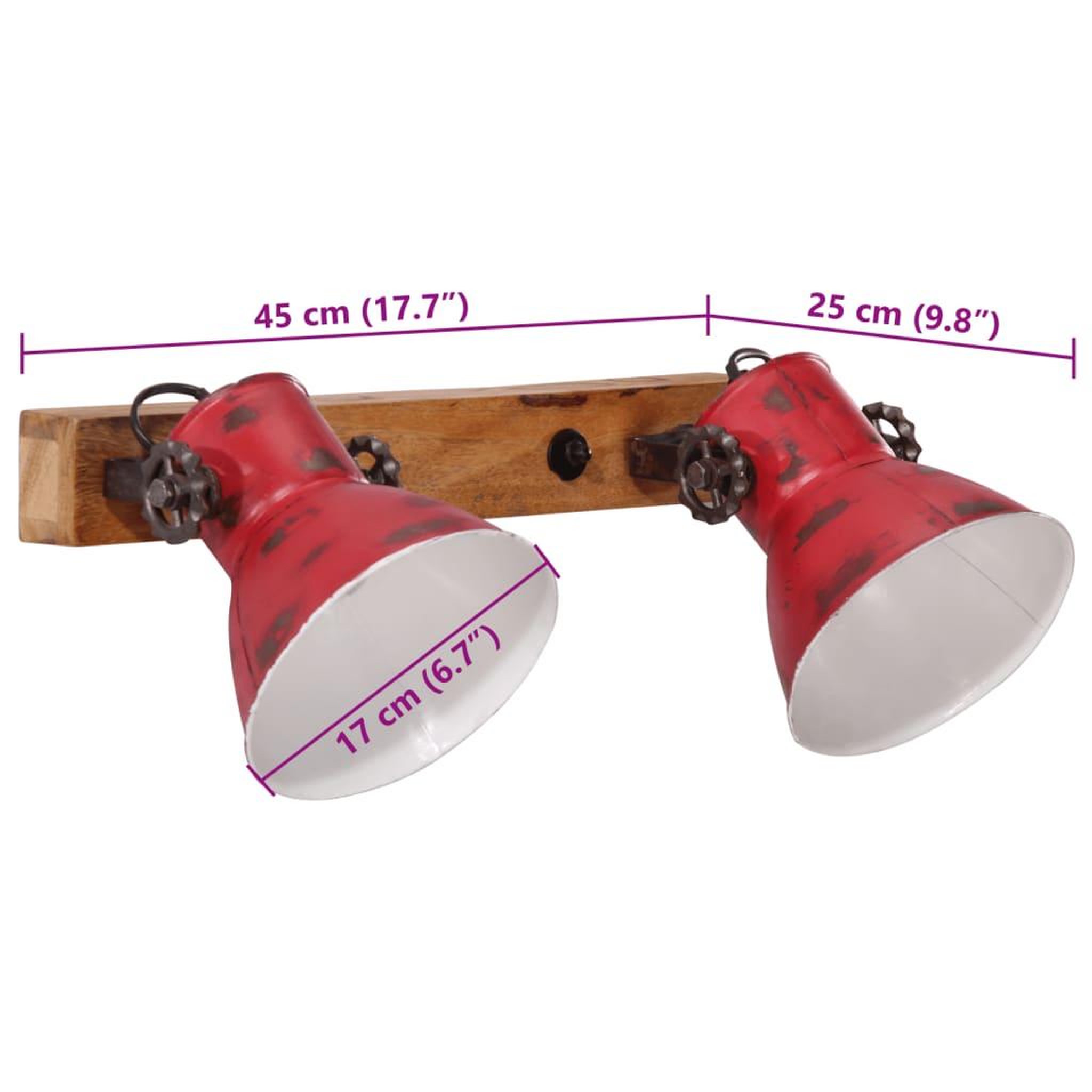 Voir la diapositive 6 : VIDAXL Lampe murale 25 W rouge delave 45x25 cm E27