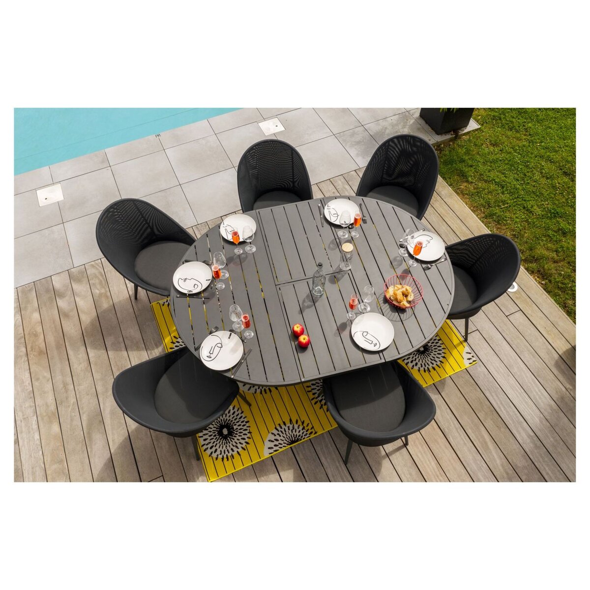 JARDILINE Lot de 2 fauteuils de jardin - Aluminium/Textilène - Anthracite - FUERTE VENTURA