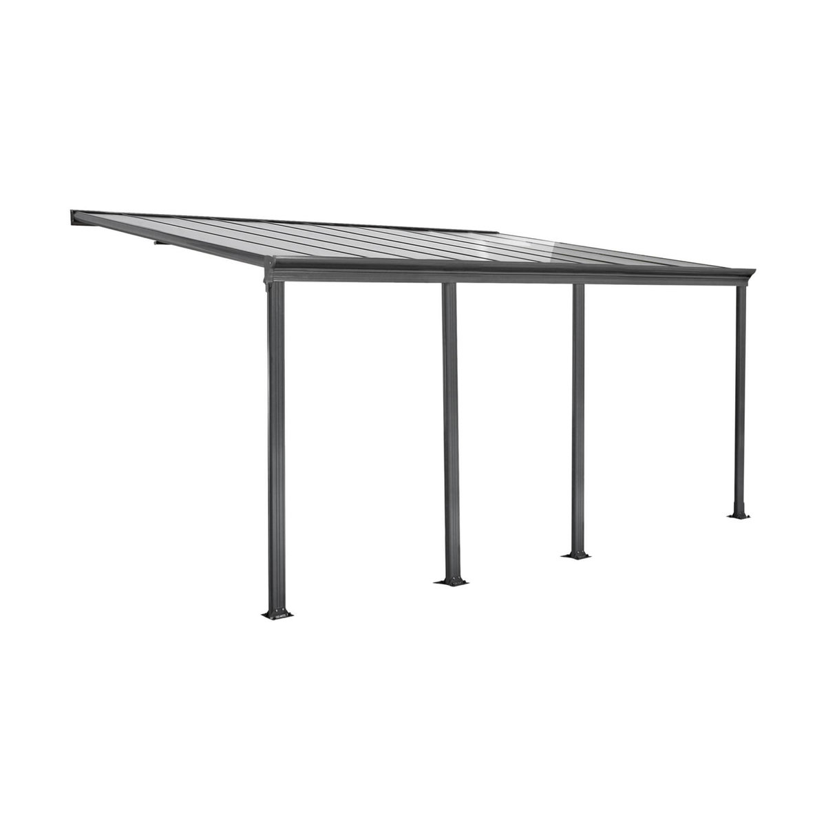 SWEEEK Pergola murale 3x6m anthracite aluminium et polycarbonate avec gouttière. pergola adossée