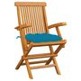 Voir la diapositive 2 : VIDAXL Chaises de jardin avec coussins bleu clair lot de 6 Teck massif