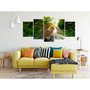 Voir la diapositive 2 : Paris Prix Tableau 5 Panneaux  Leopard Lying Wide Green