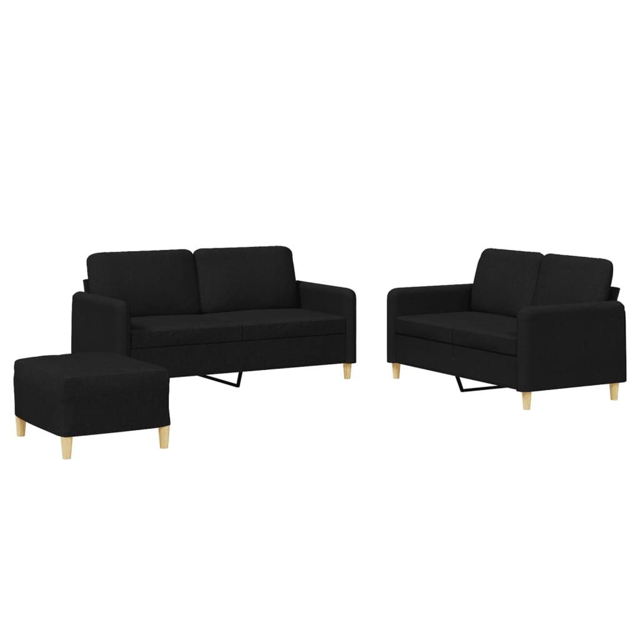 Voir la diapositive 2 : VIDAXL Ensemble de canapes 3 pcs avec coussins Noir Tissu
