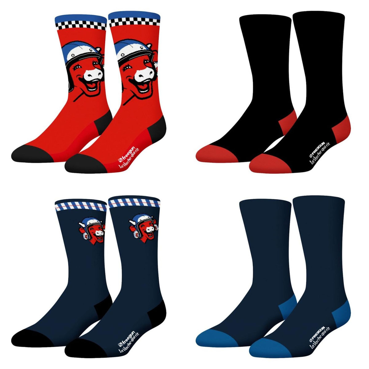 FREEGUN Lot de 4 paires de chaussettes homme La Vache Qui Rit