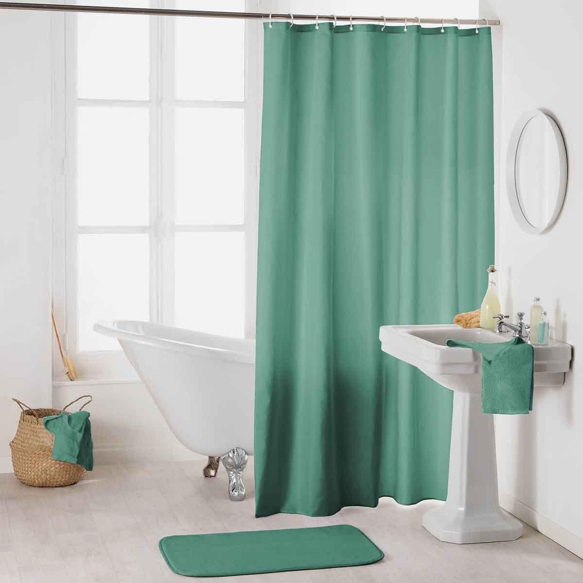 Voir la diapositive 1 : Douceur d'Intérieur Rideau de Douche Uni  Essencia  180x200cm Tilleul