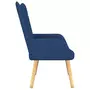 VIDAXL Chaise de relaxation avec tabouret Bleu Tissu