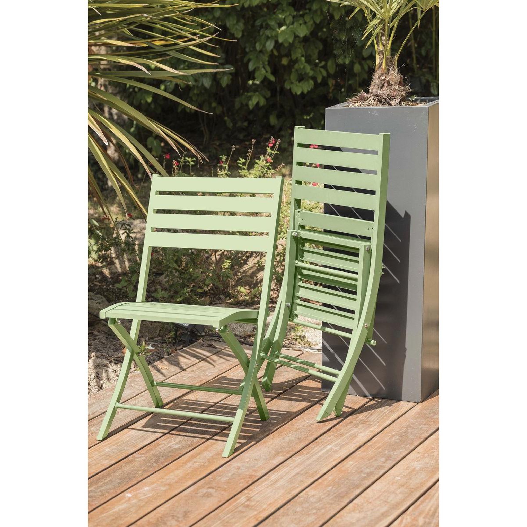 Voir la diapositive 4 : Paris Prix Lot de 2 chaises de jardin pliantes  marius  82cm vert lagune