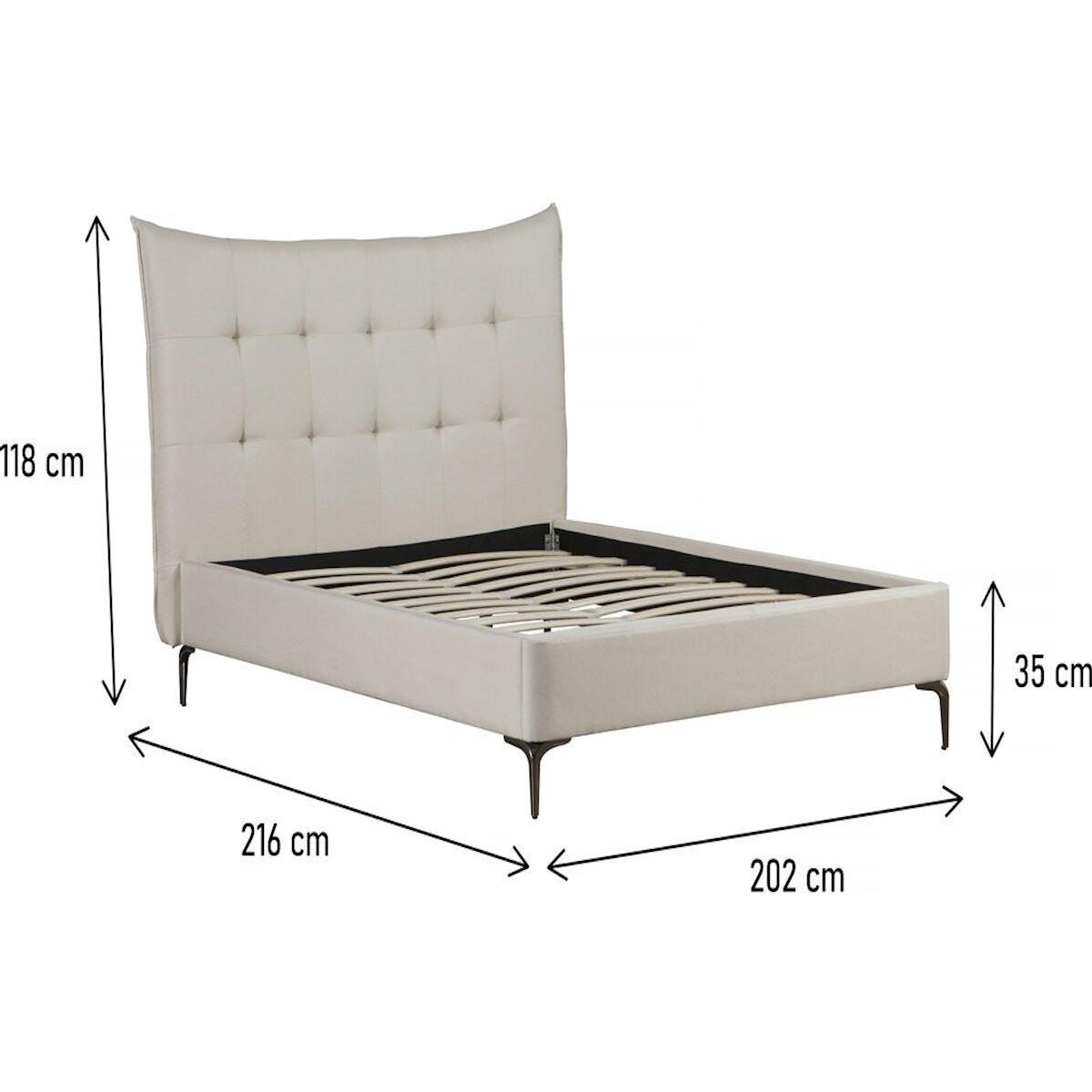 Habitat et Jardin Lit double en tissu capitonné   Aspen  180 x 200 cm - Beige