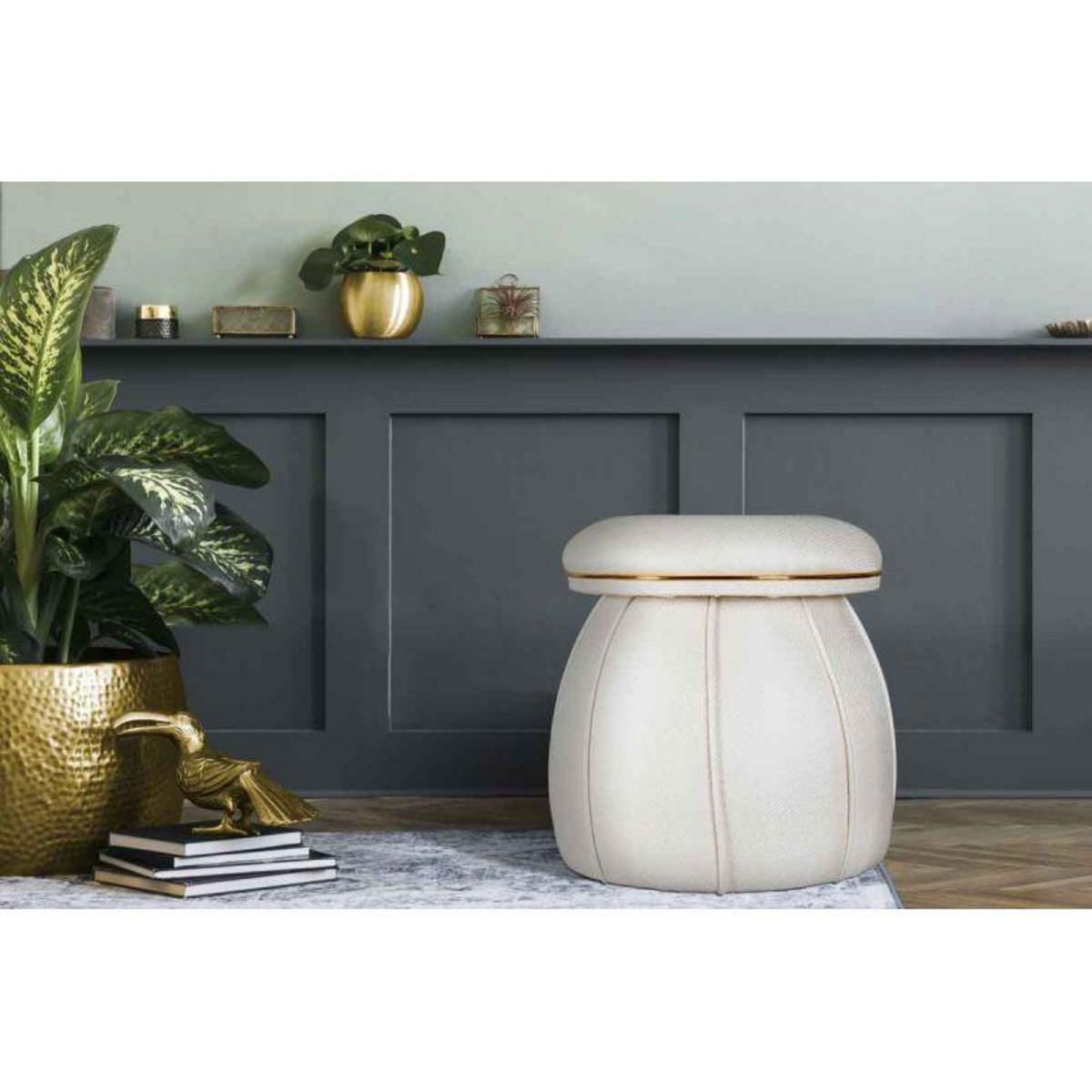 Paris Prix Tabouret Design  Corin  55cm Ivoire & Or