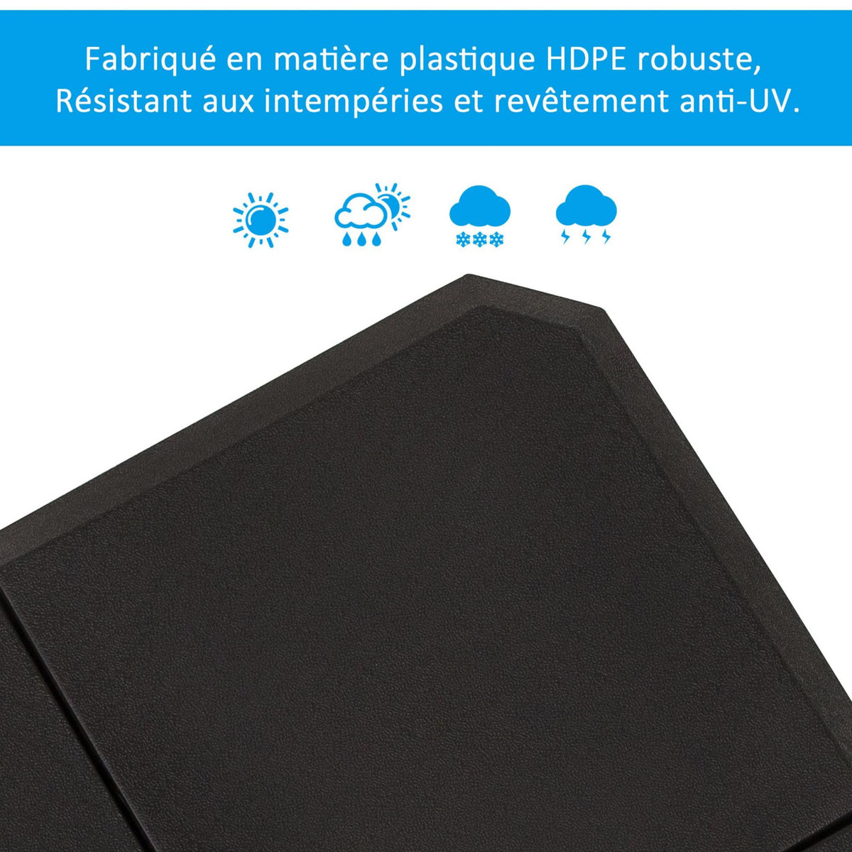 OUTSUNNY Pied de parasol lot de 4 dalles pour parasol à lester dim. tot. 100L x 100l x 9,5H cm HDPE noir
