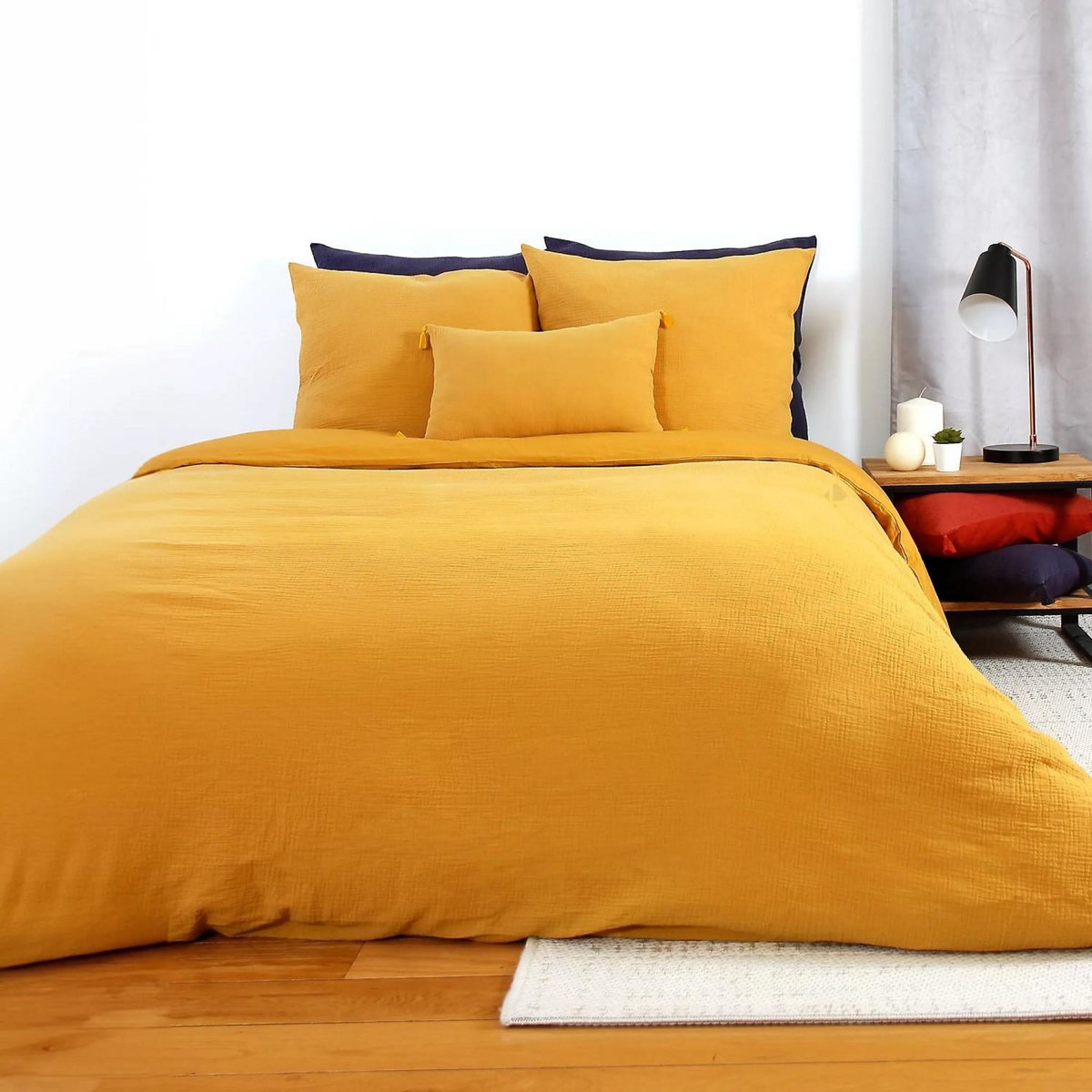 Home collection Parure housse de couette 100% gaze de coton