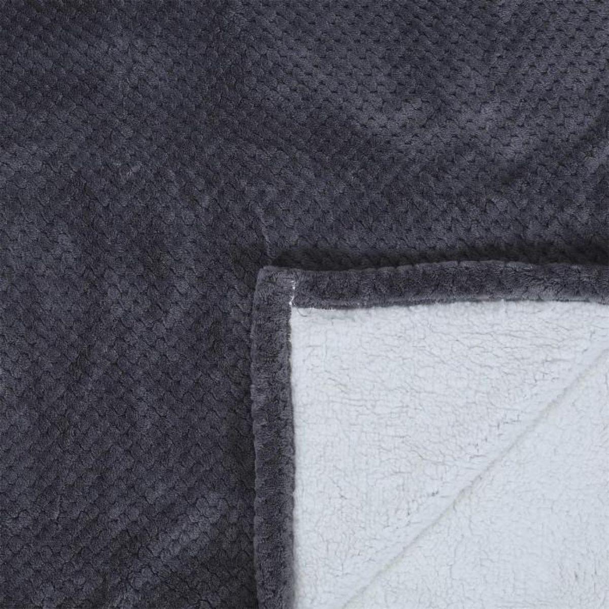 Paris Prix Plaid  Nid d'Abeille Sherpa  180x220cm Gris Foncé