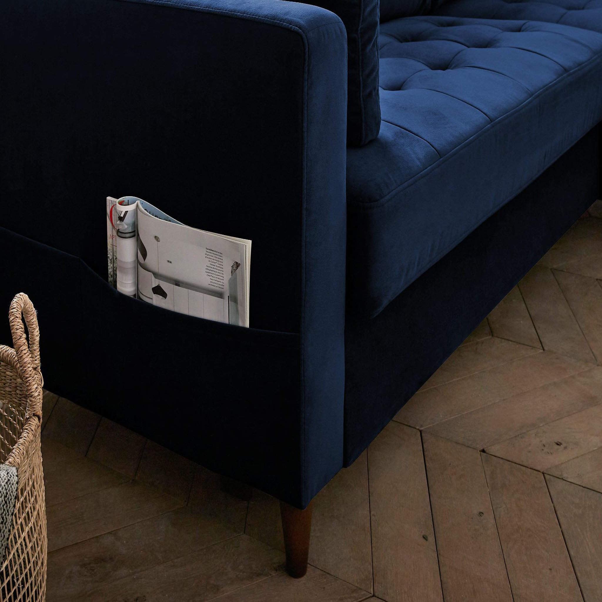 Voir la diapositive 5 : BEST MOBILIER Anna - canapé d'angle droit - 4 places - convertible avec coffre - en velours